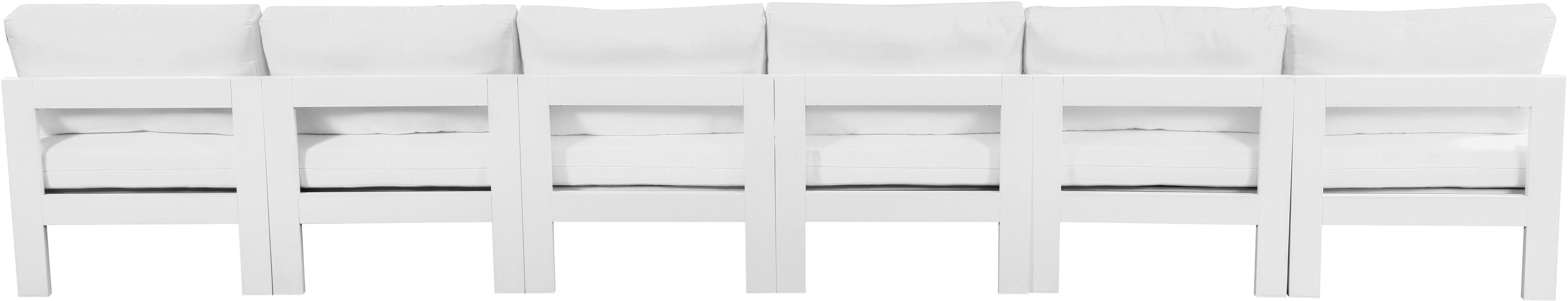 Nizuc - Outdoor Patio 6 Piece Armless Modular Sofa With White Frame - White