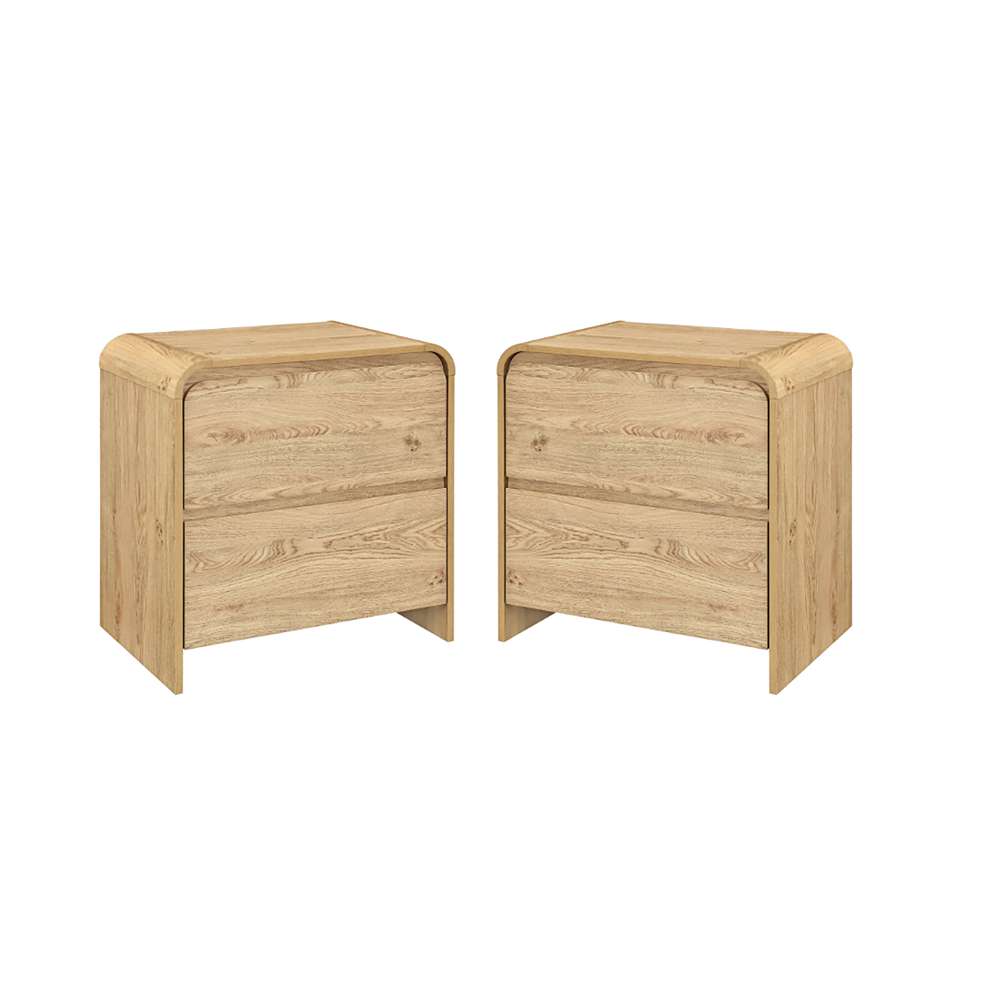 Mara - Two Drawer End Table / Bedside Table (Set of 2) - Natural