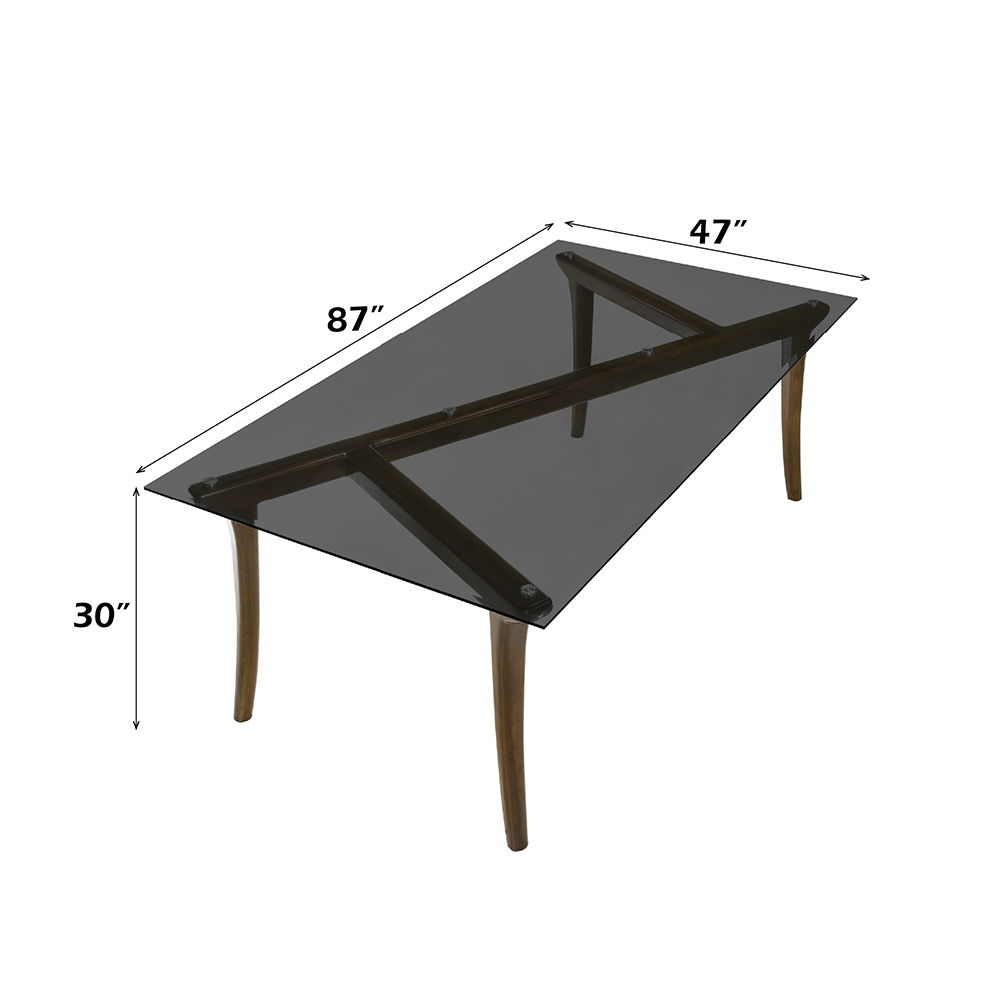 Danzel - Dining Table With Glass Top - Vintage Oak, dark brown, view 6