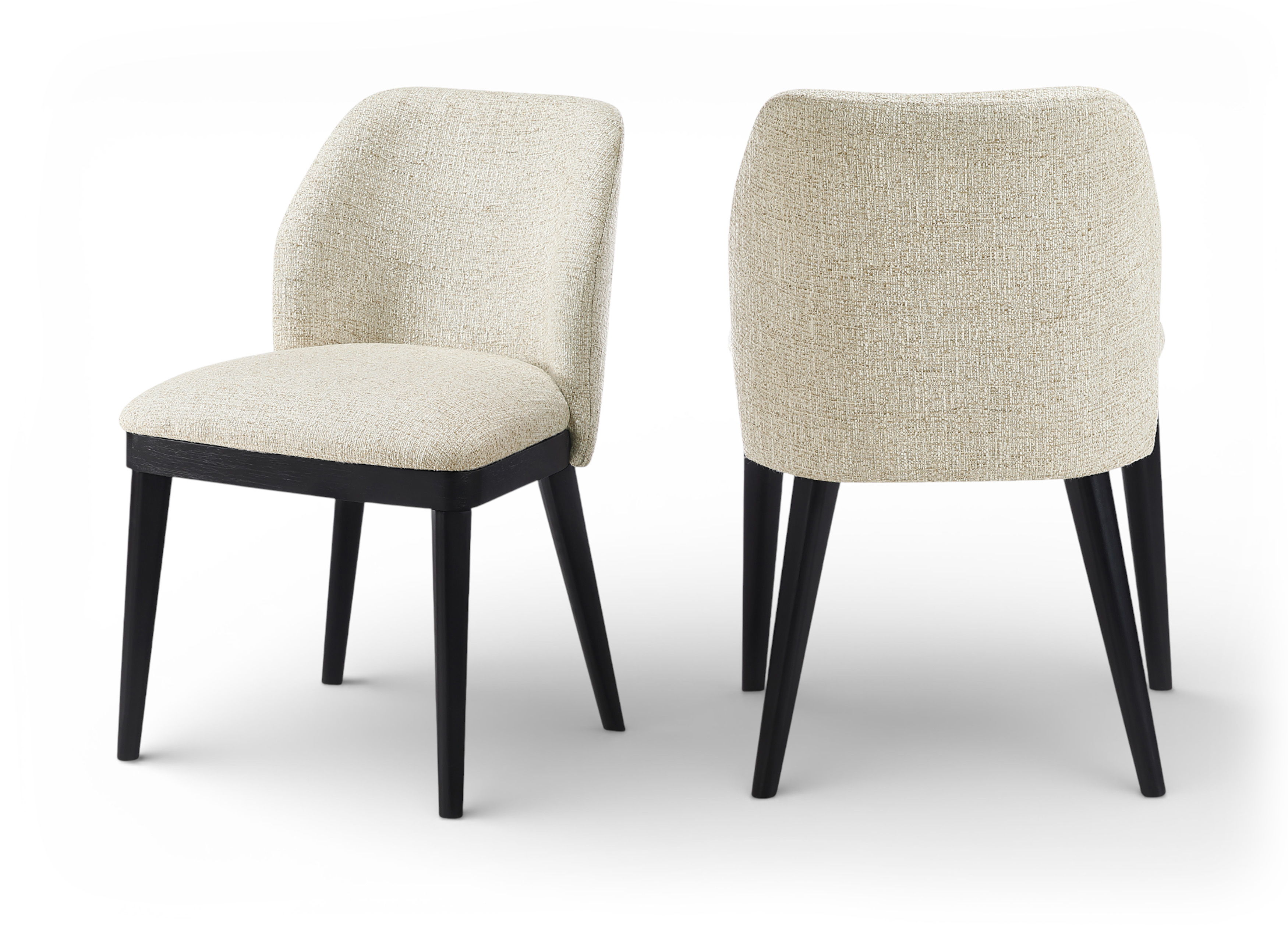 Valeo - Linen Textured Fabric Upholstered Dining Chair (Set of 2) - Beige / Painted Black