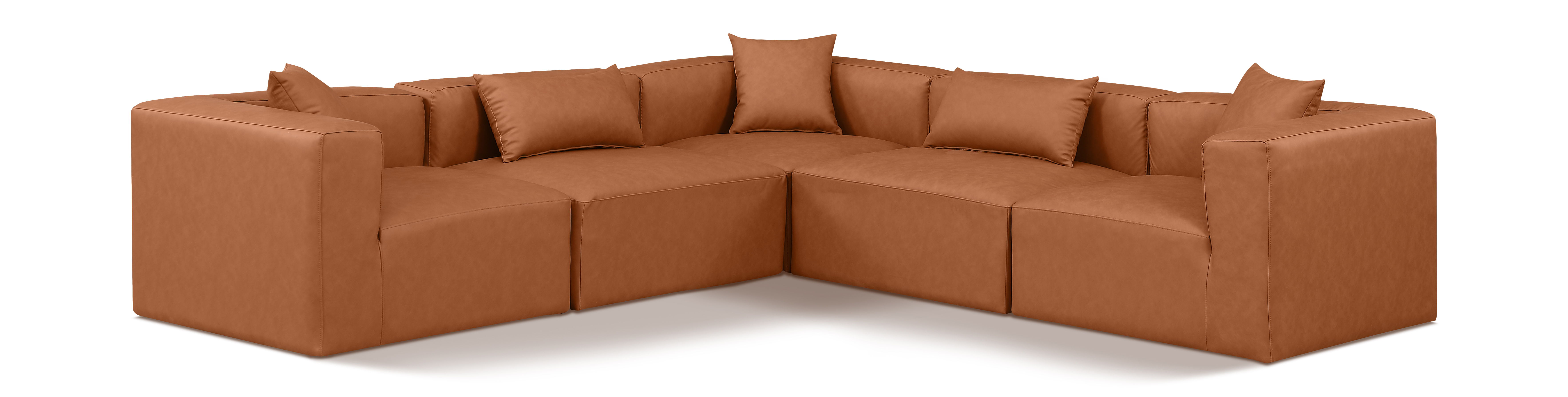 Cube - 5 Piece Modular Corner Sectional - Cognac