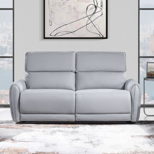 Jeromie - Power Motion Sofa With USB Port - Gray Synthetic Leather, light gray