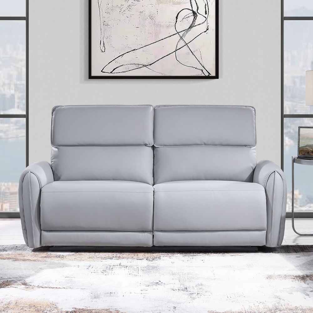 Jeromie - Power Motion Sofa With USB Port - Gray Synthetic Leather, light gray