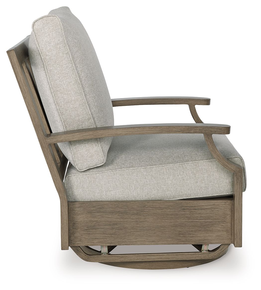 Ashley Furniture Rainier Ranch - Swivel Glider Chair With Cushion - Brown / Beige - Image 5