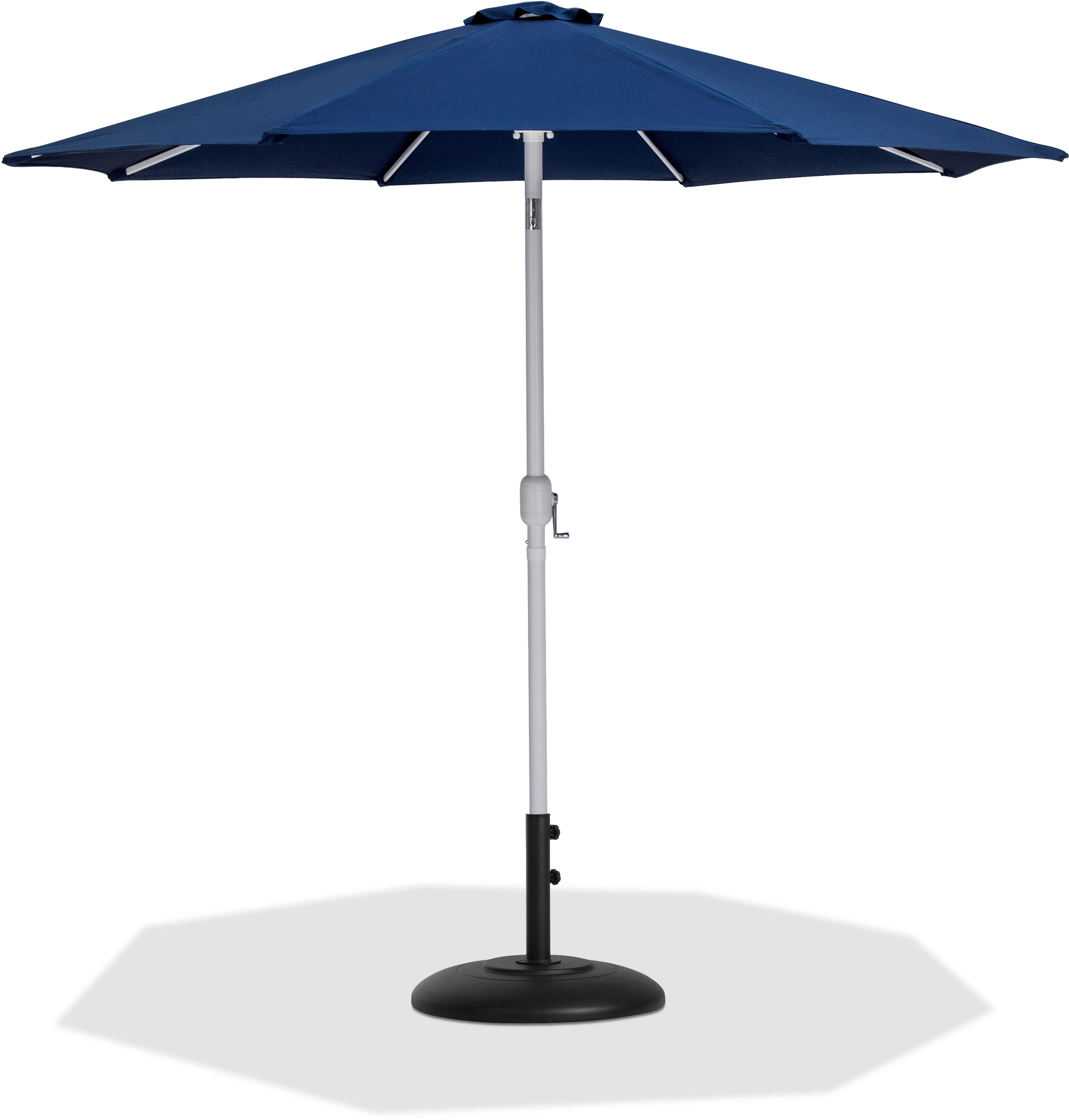 Fiji - Aluminum Patio Umbrella With Round Black And White Base - Navy