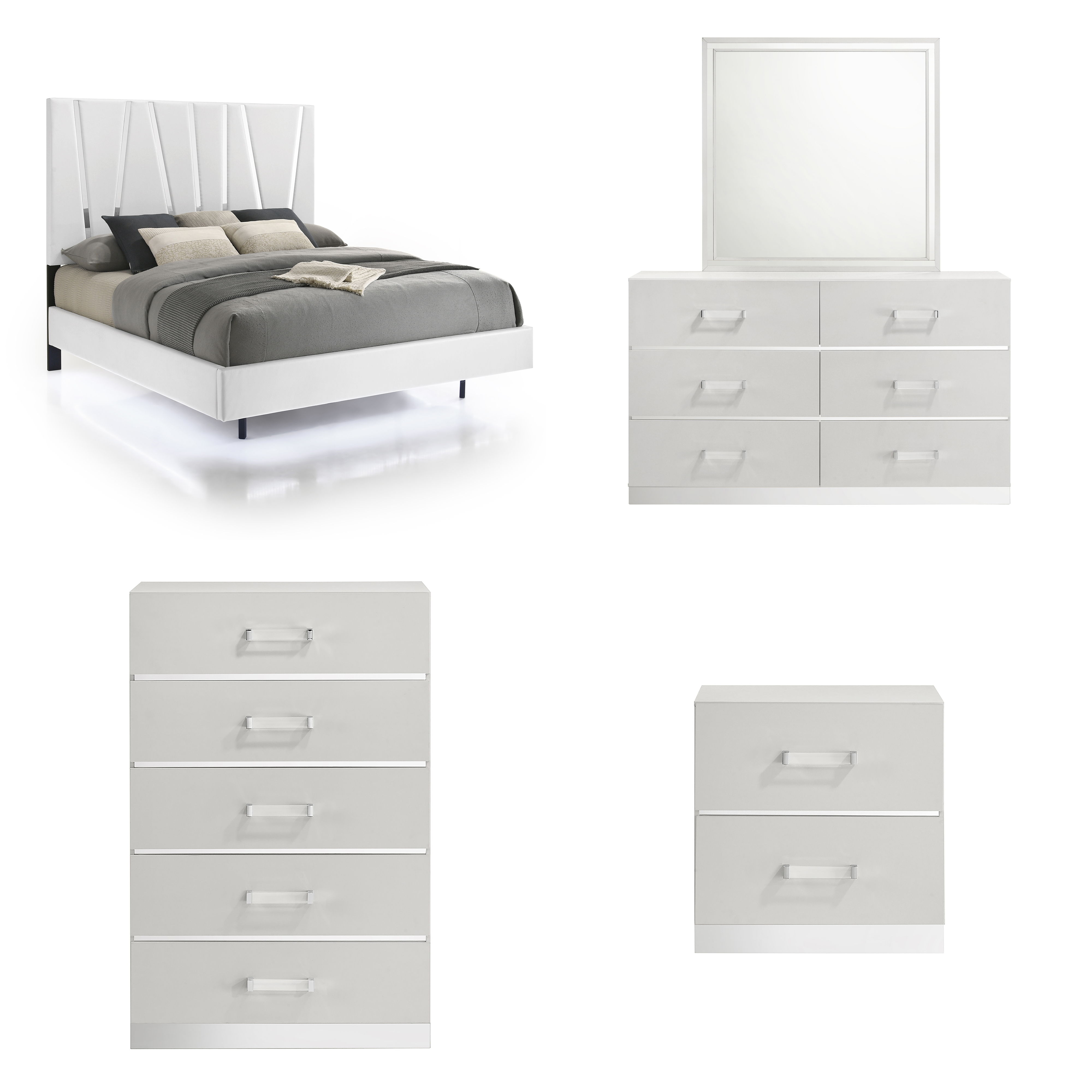 Queen · 5 Pc · Bed, Dresser, Mirror, Chest, Nightstand