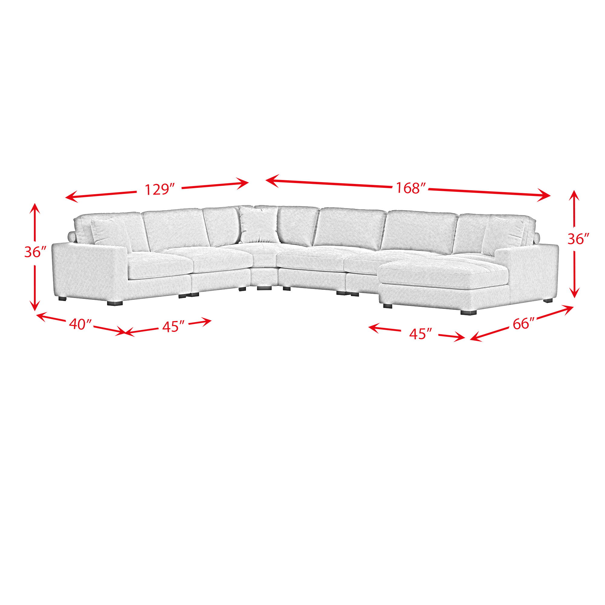 Arizona - Modular 7 Piece Sectional Set With RHF Chaise - Steno Charcoal