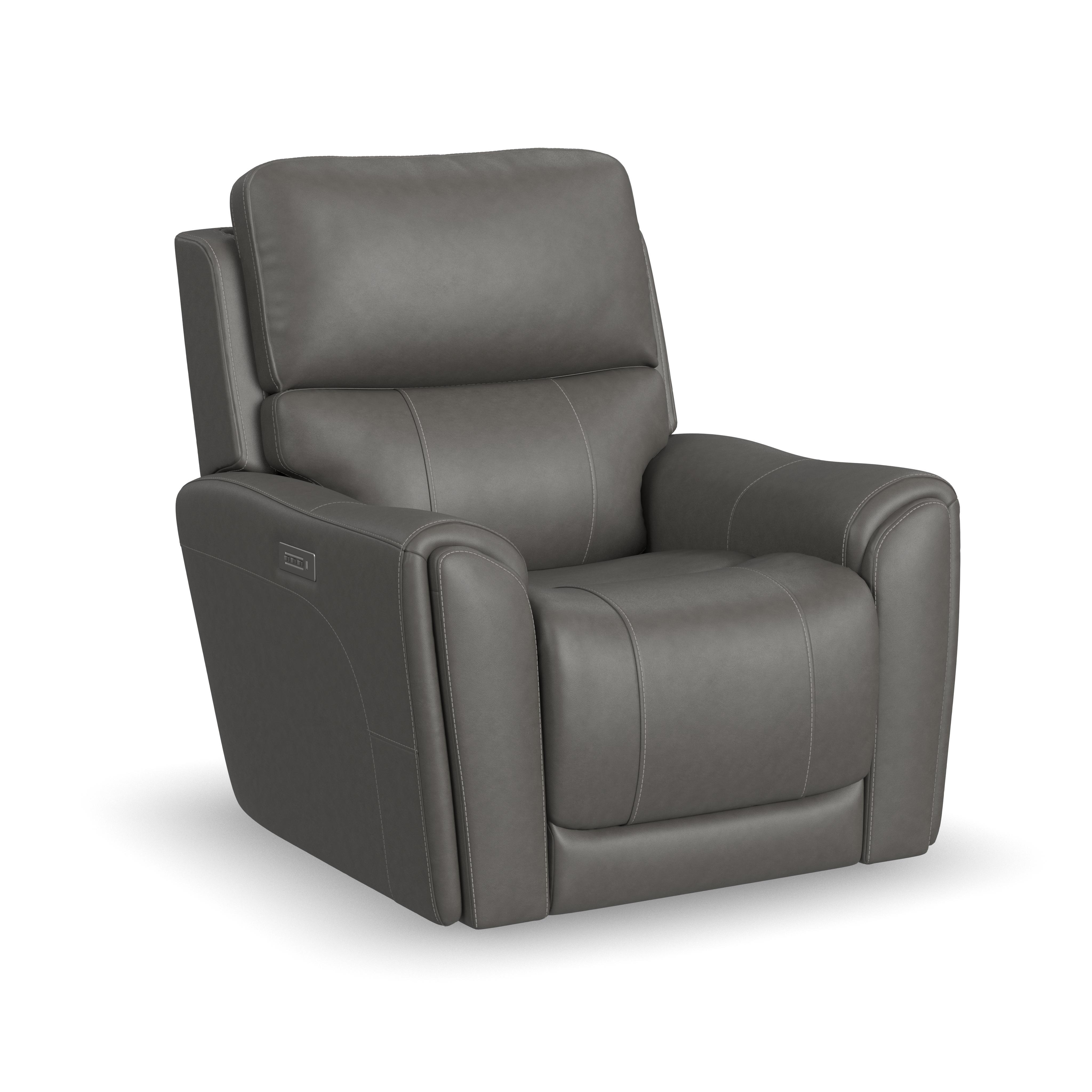 Carter - Power Recliner With Power Headrest & Lumbar - Smoke, dark gray