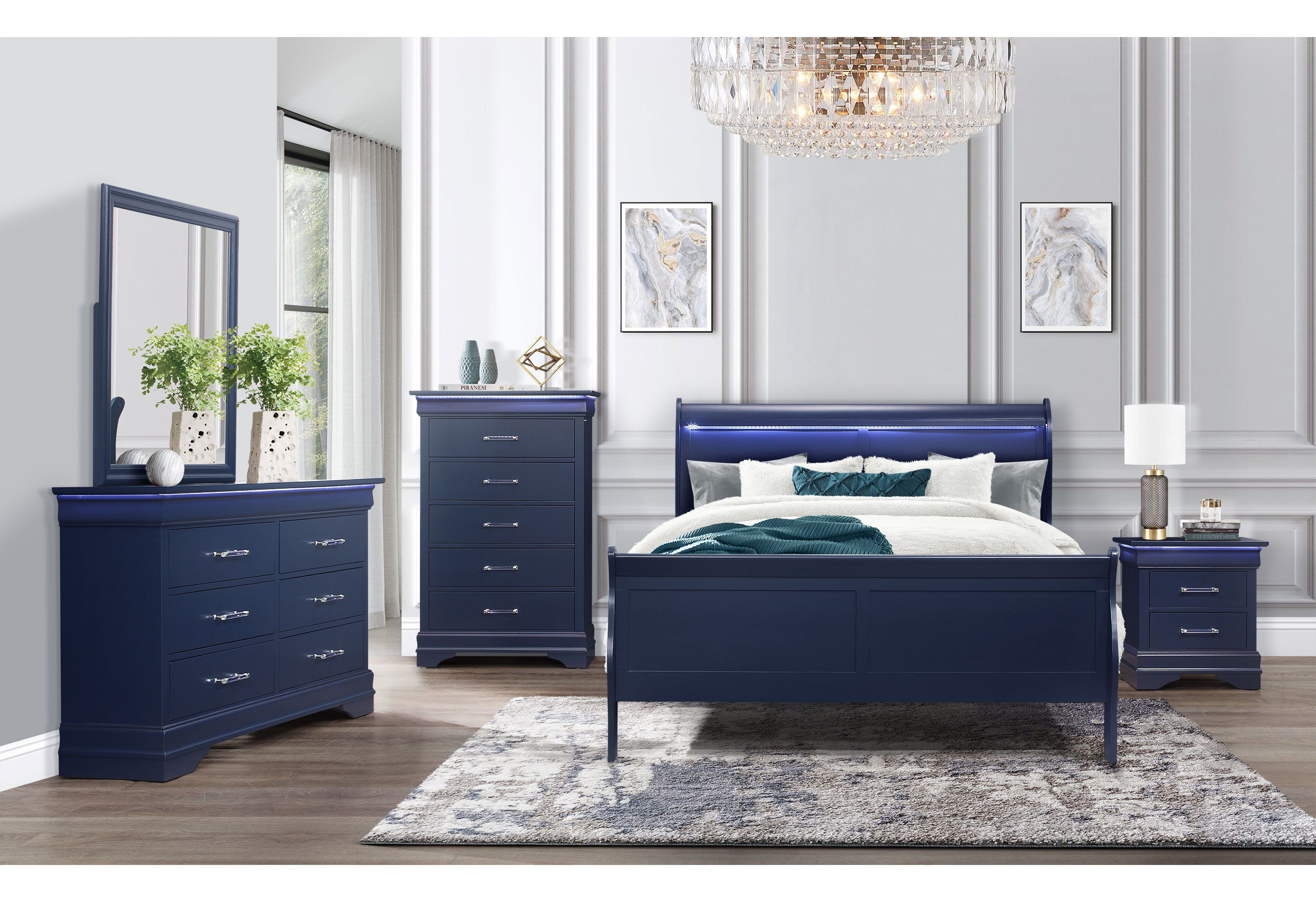 Queen · 5 Pc · Bed, Dresser, Mirror, 2 Nightstands