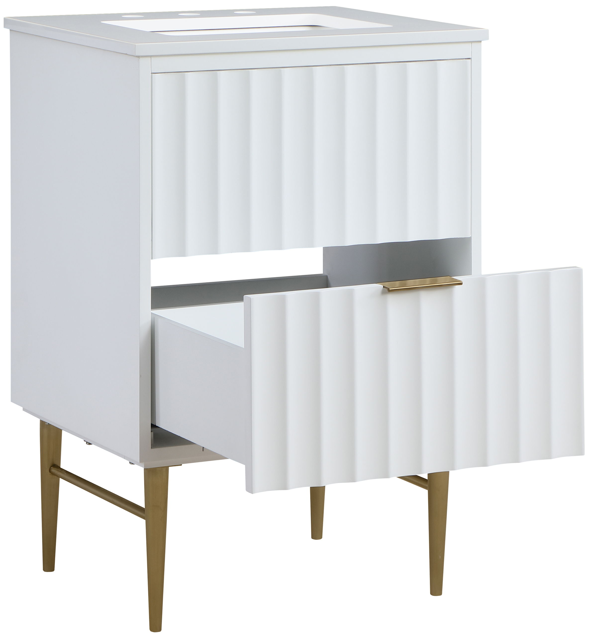 Modernist - 24" Bathroom Vanity With Gold Legs - White
