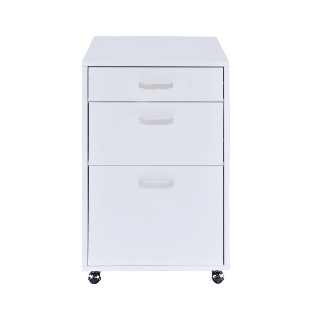 Coleen - File Cabinet - White High Gloss & Chrome, white, view 2