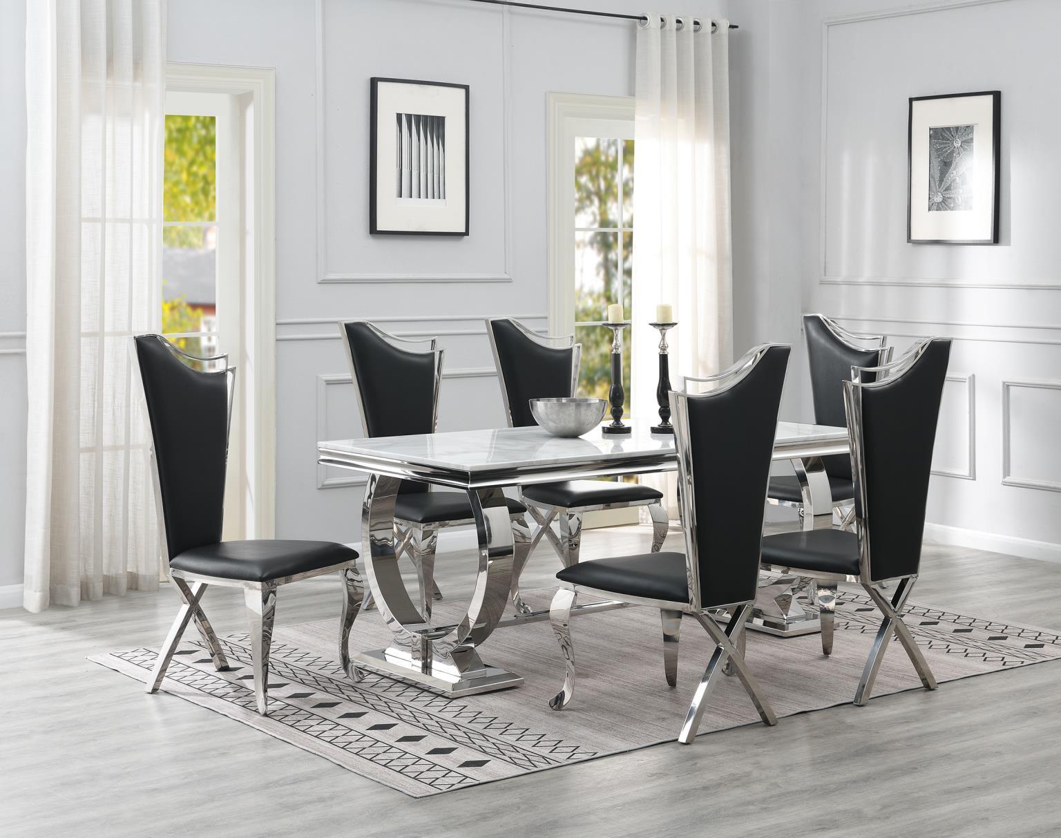 7 Pc · Table, 6 Leather Chairs