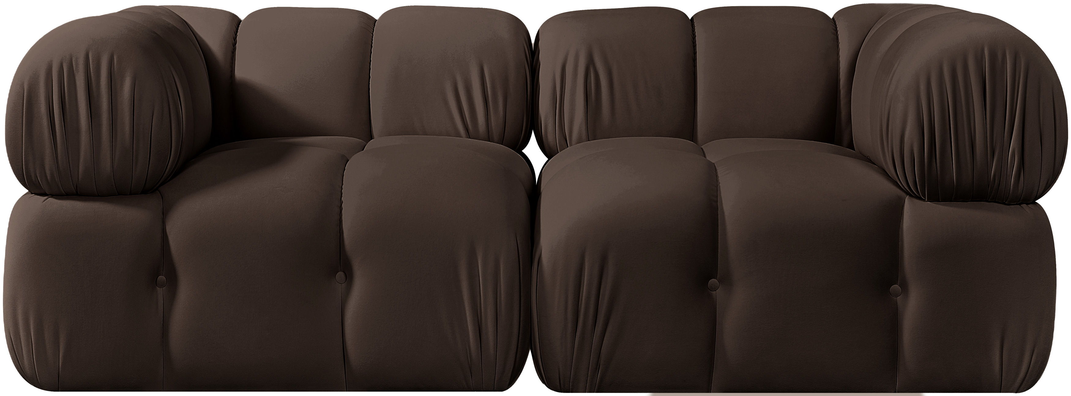 Orin - Velvet Performance Fabric Upholstered 2 Piece Modular Sofa (2 Corner Chairs) - Brown