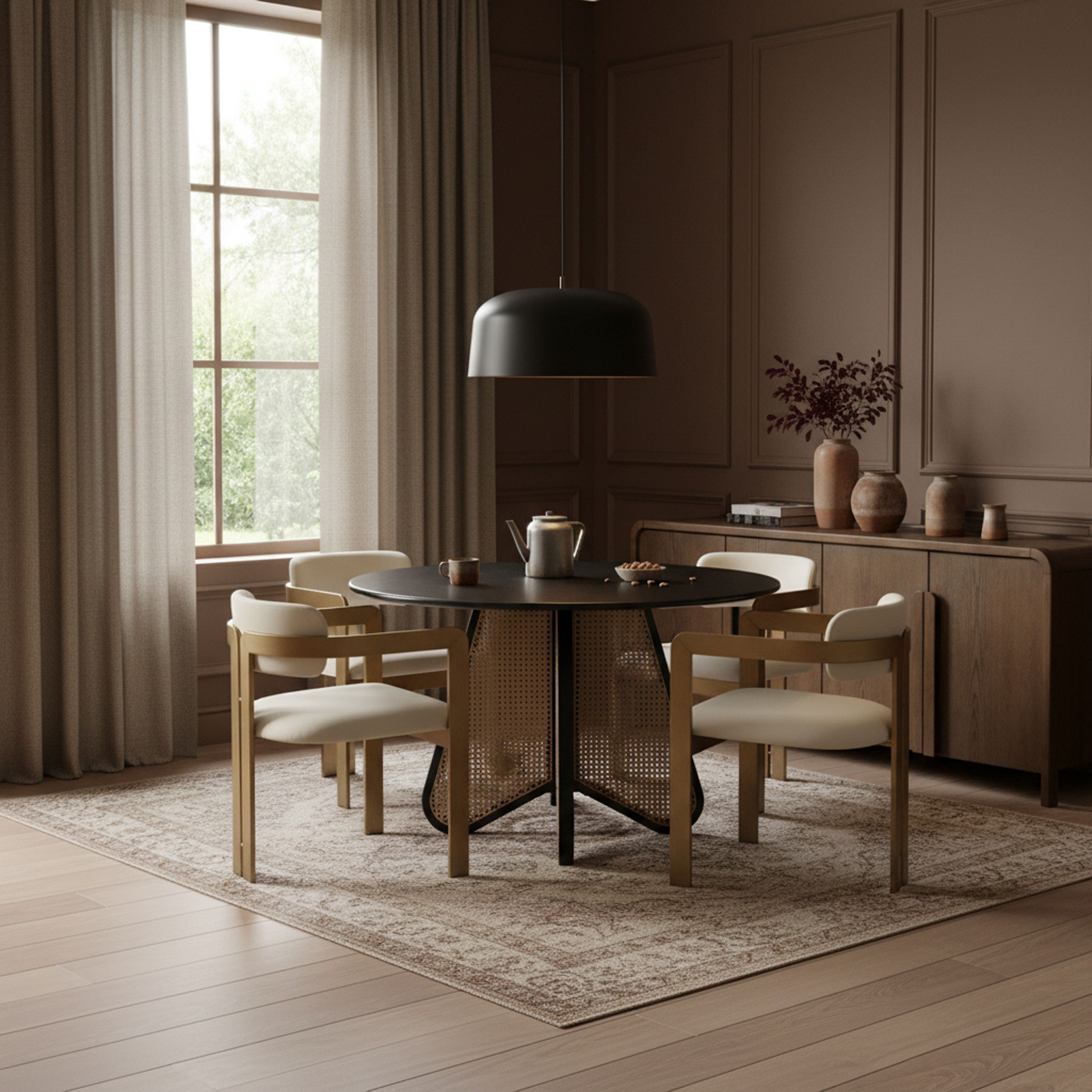 Aurum - Vegan Leather Upholstered Dining Chair (Set of 2) - Cream / Brushed Brass