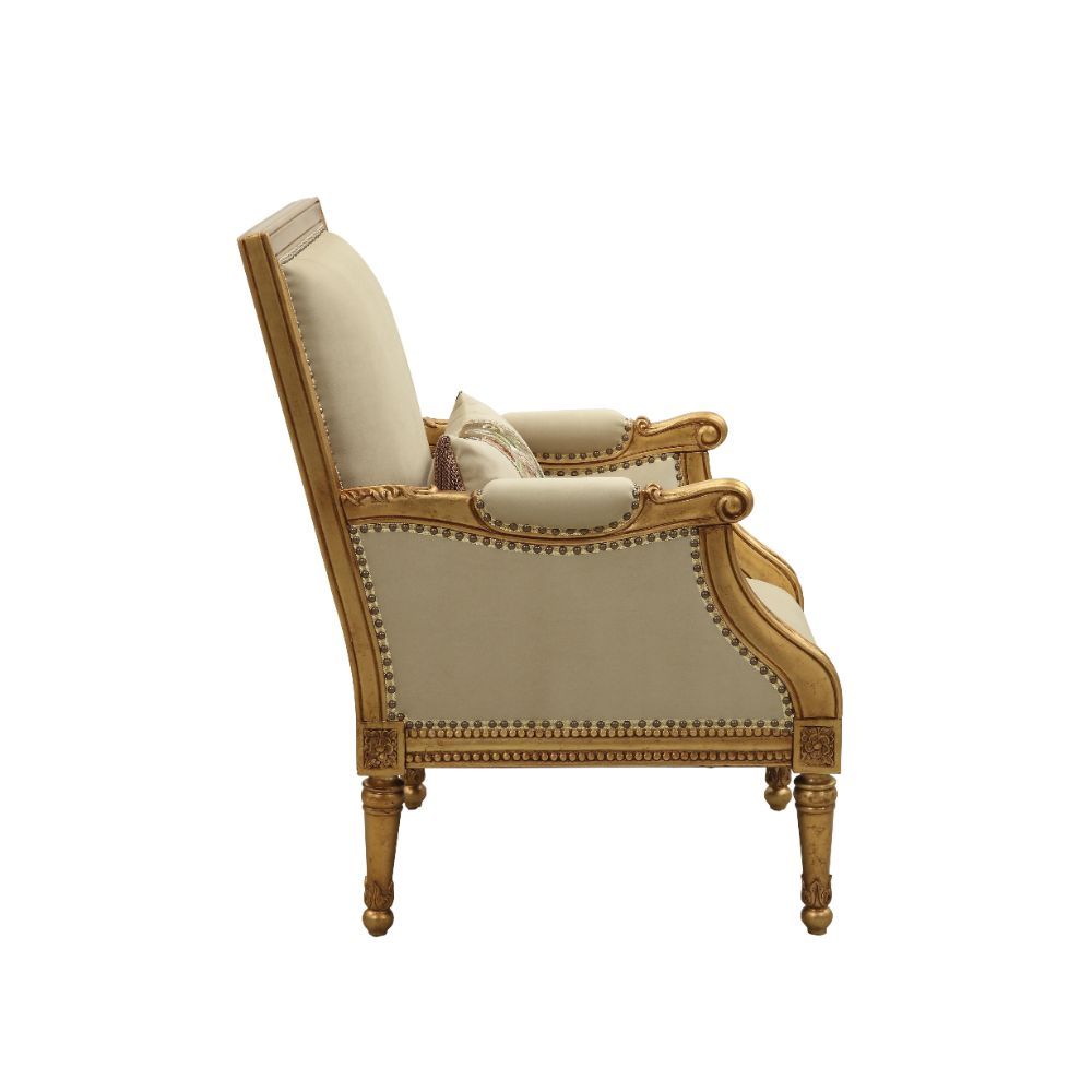 Daesha - Chair With Pillow - Tan Flannel & Antique Gold, beige, view 2