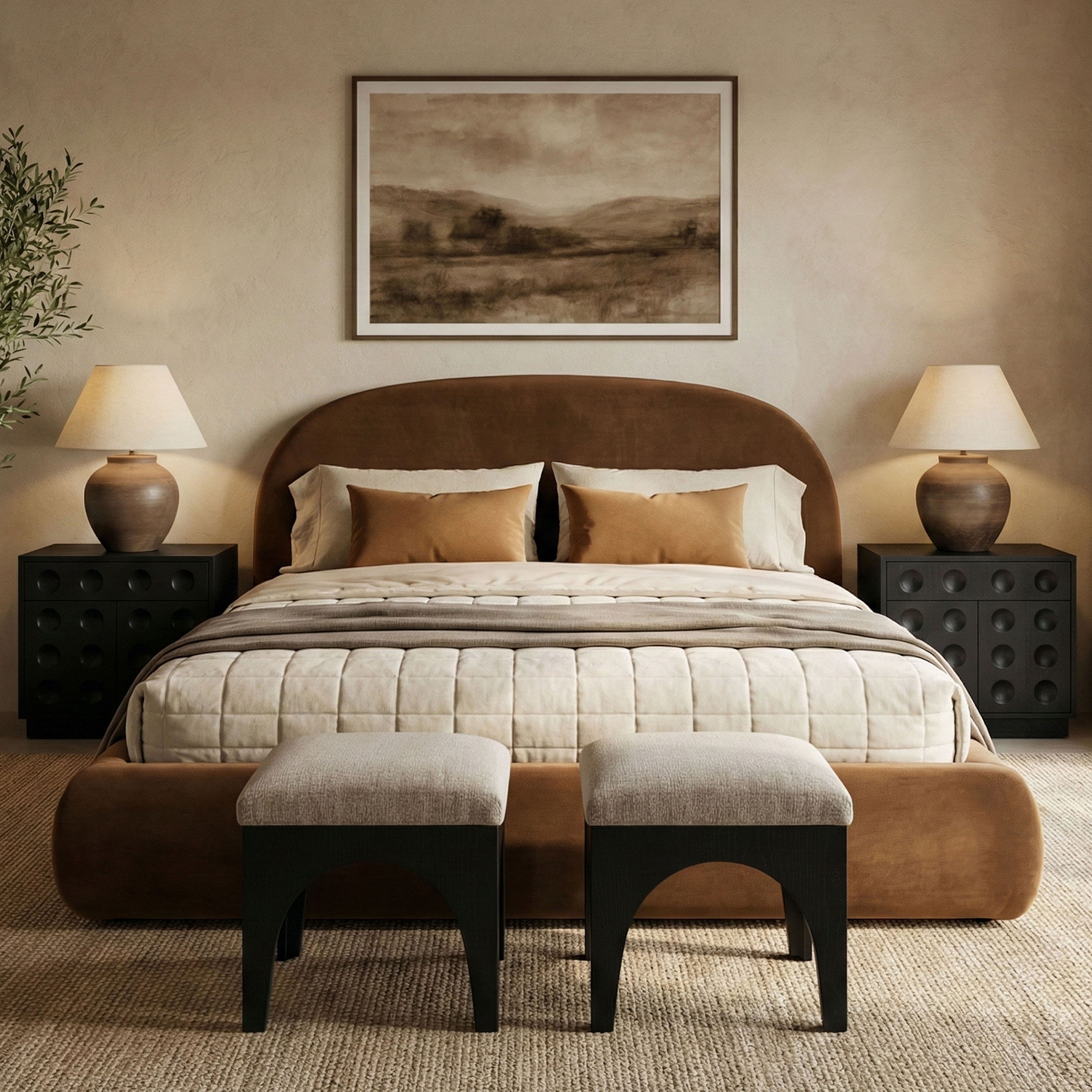 Celine - Upholstered King Bed - Saddle