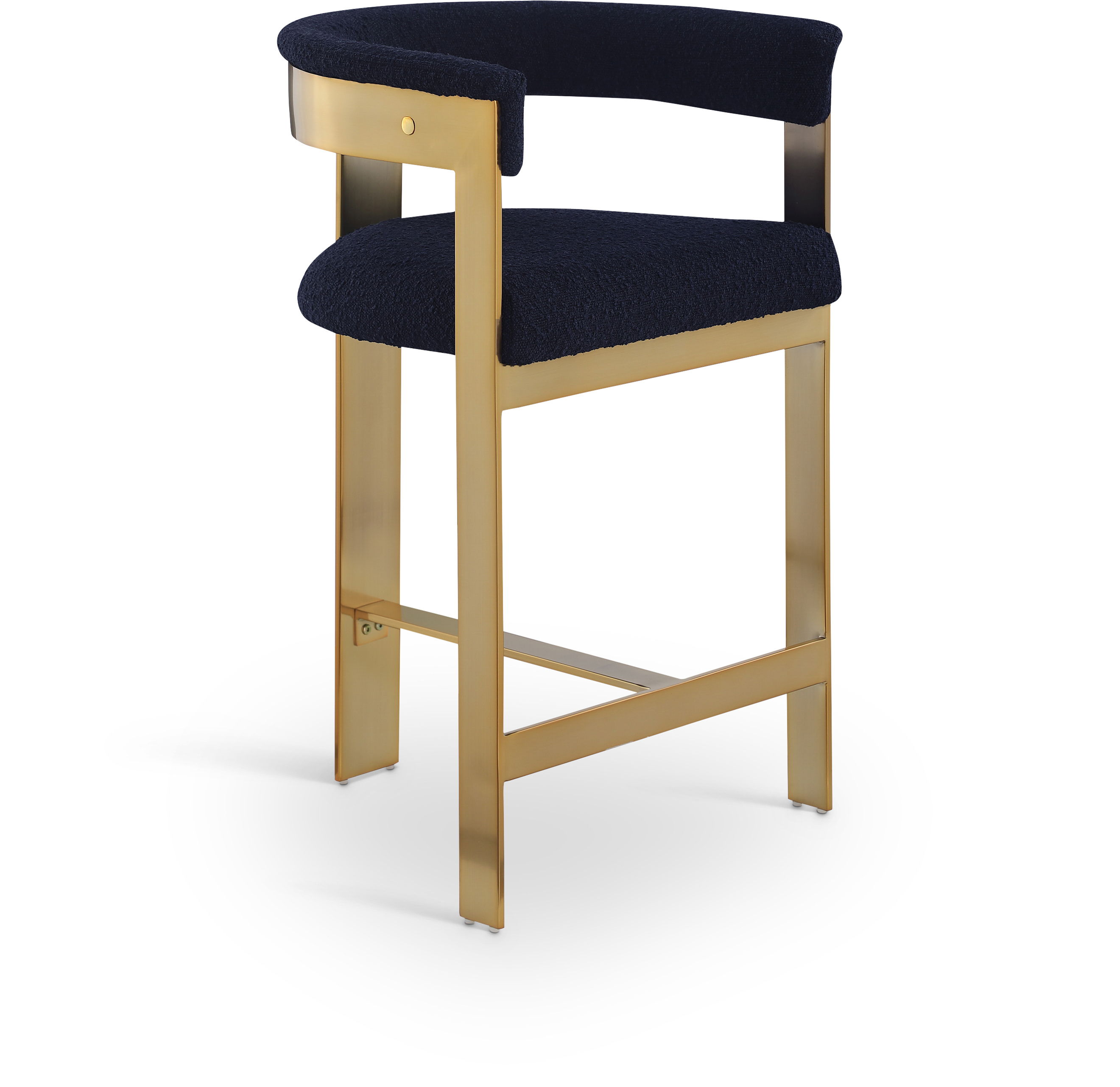 Romeo - Boucle Counter Stool With Gold Base (Set of 2) - Navy