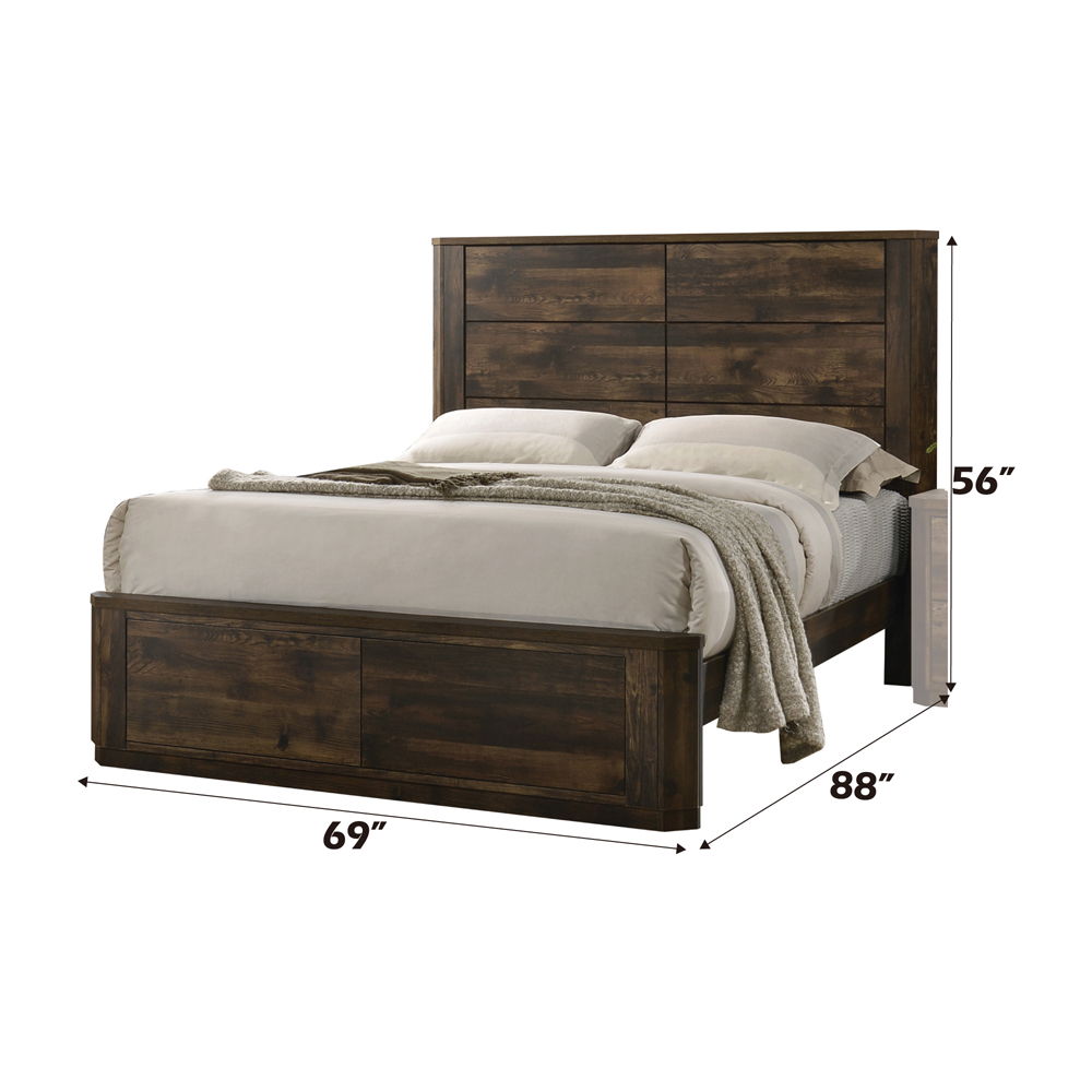 Elettra - Queen Bed - Rustic Walnut, dark brown, view 2