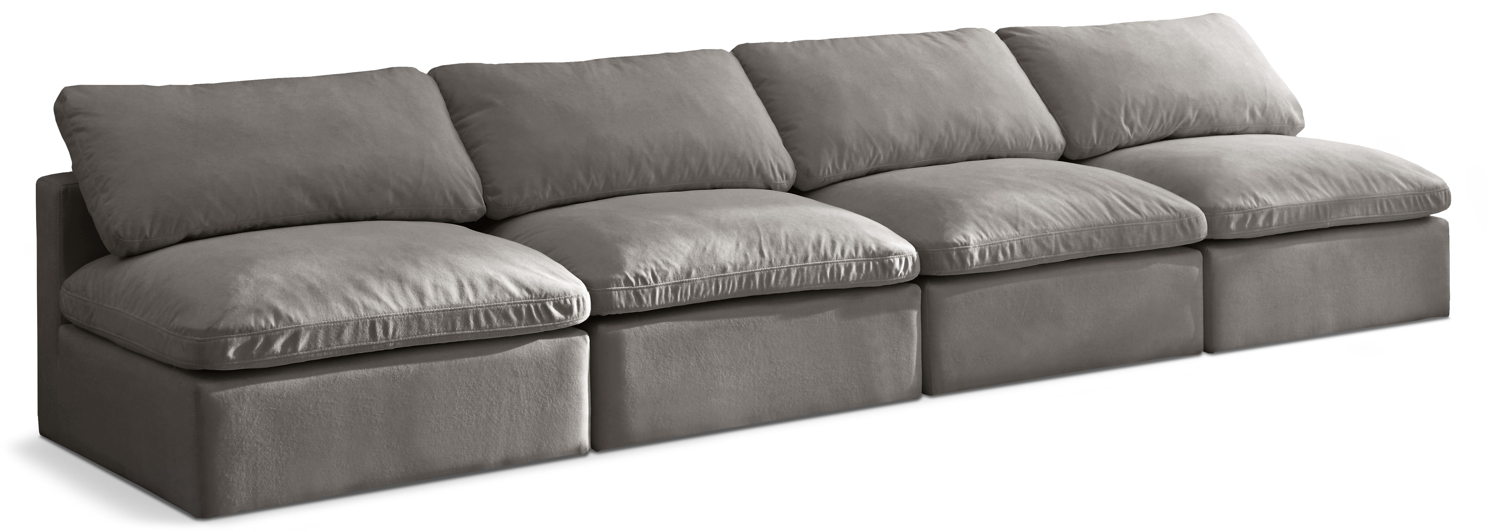 Plush - 4 Seat Modular Armless Sofa - Gray