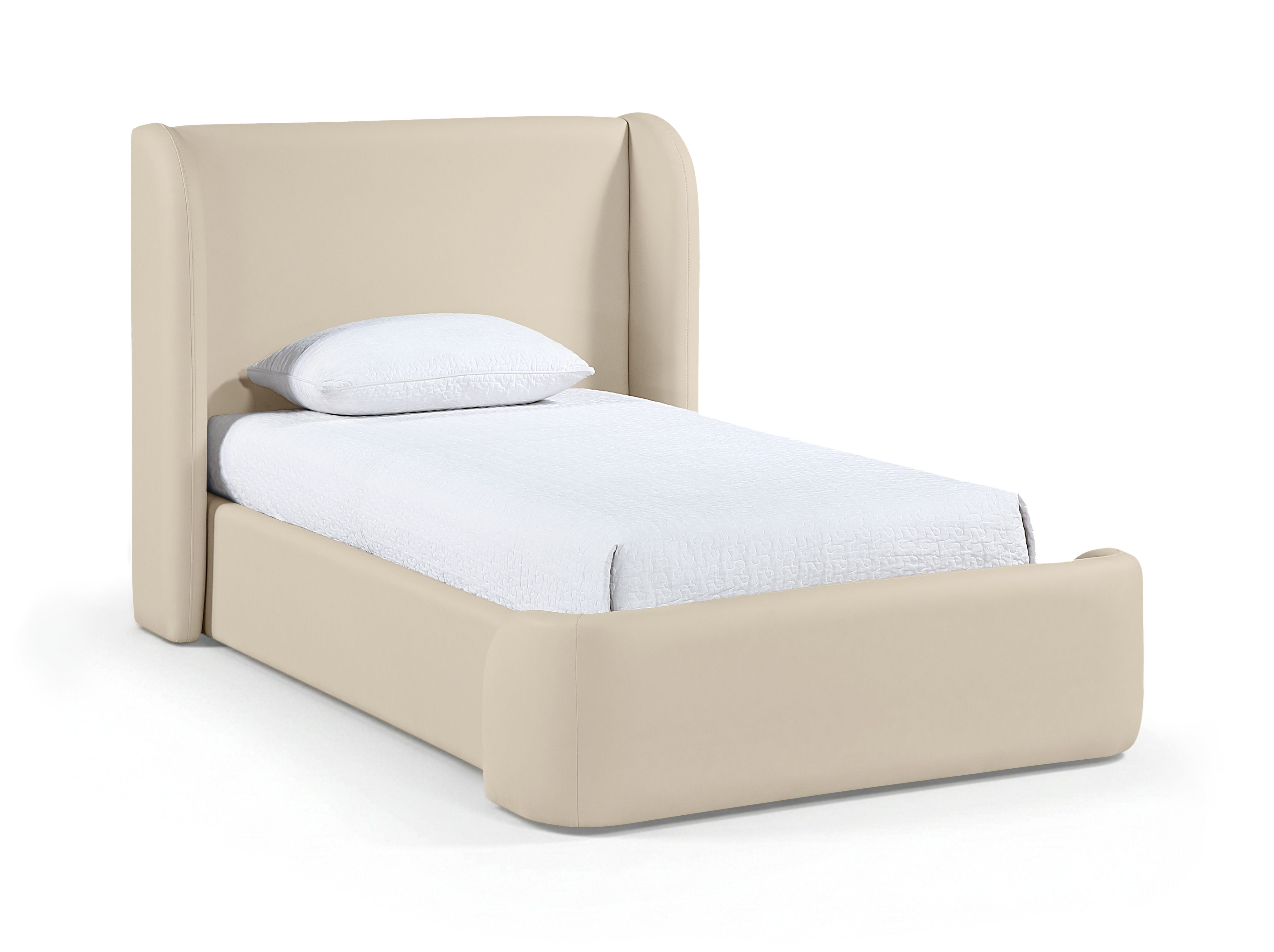 Warby - Vegan Leather Upholstered Twin Bed - Beige