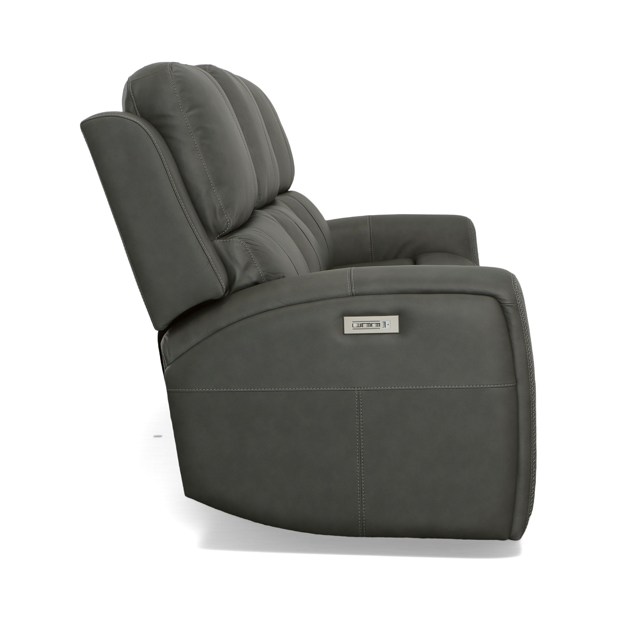 Linden - Power Reclining Sofa With Power Headrests & Lumbar - Charcoal, dark gray, view 4