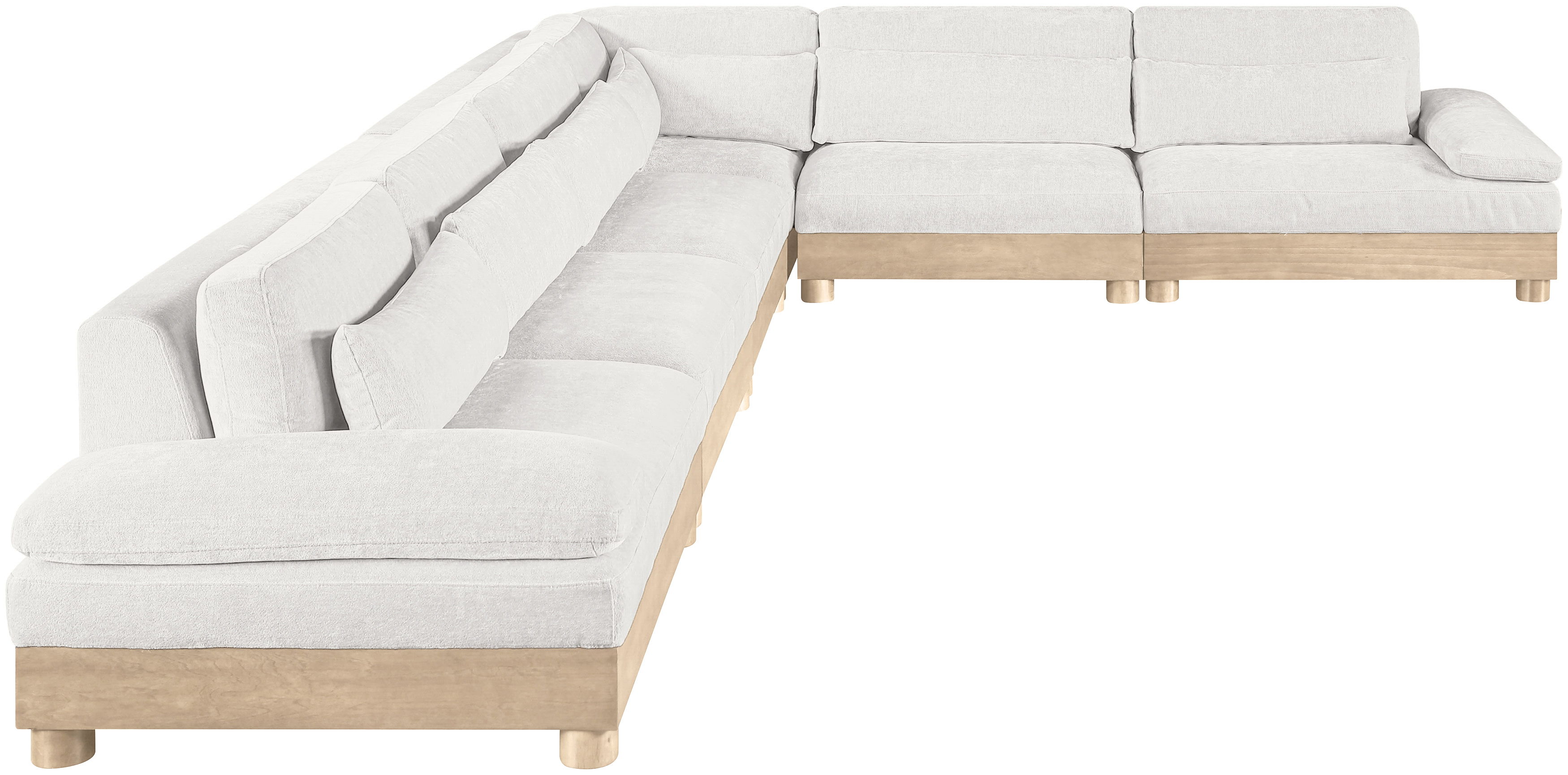 Turin - 167.75" Chenille Fabric Upholstered 6 Piece Modular Sectional - Cream / Natural Oak