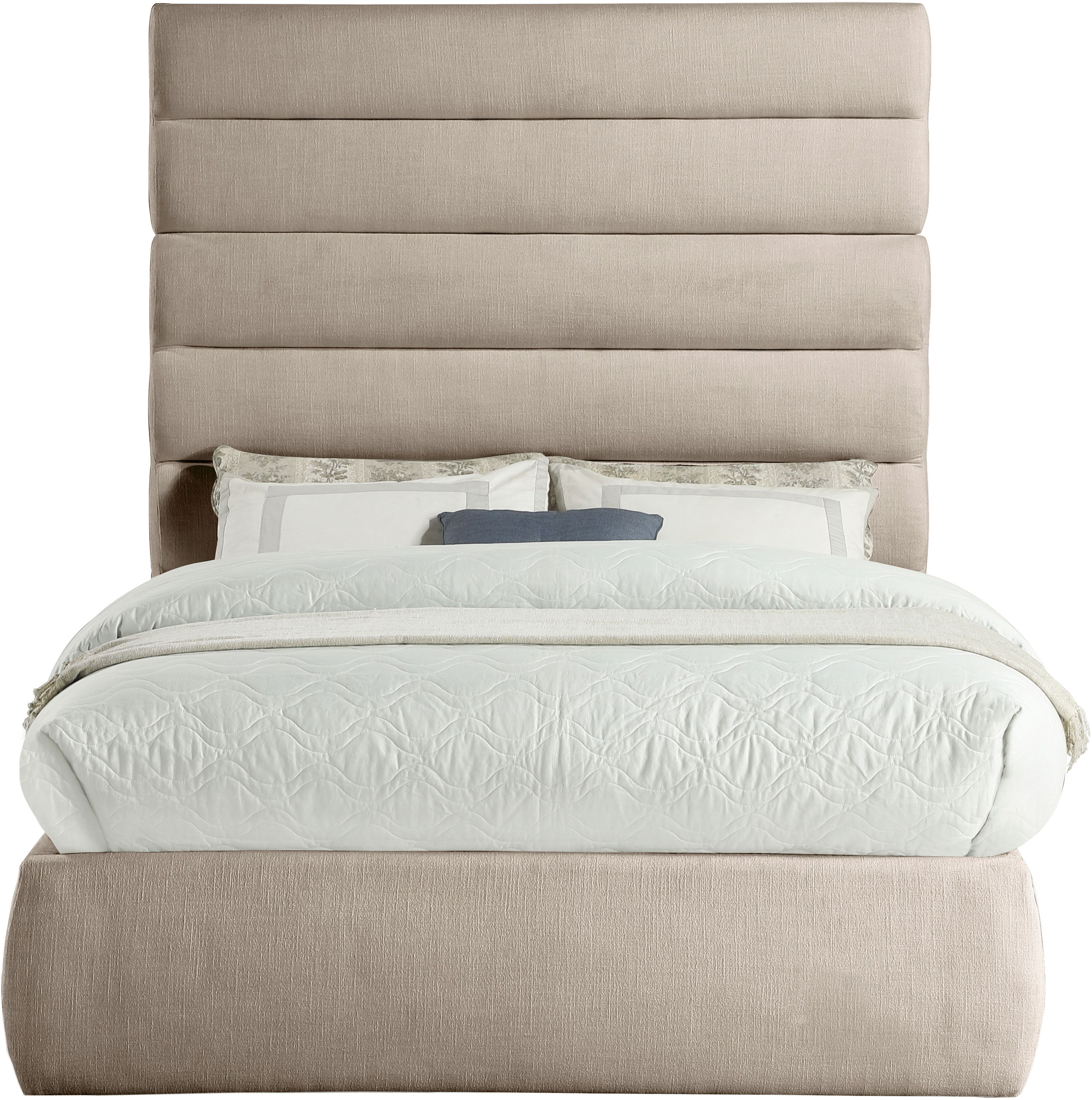 Adam - Linen Fabric Full Bed With 70.5" Headboard - Beige