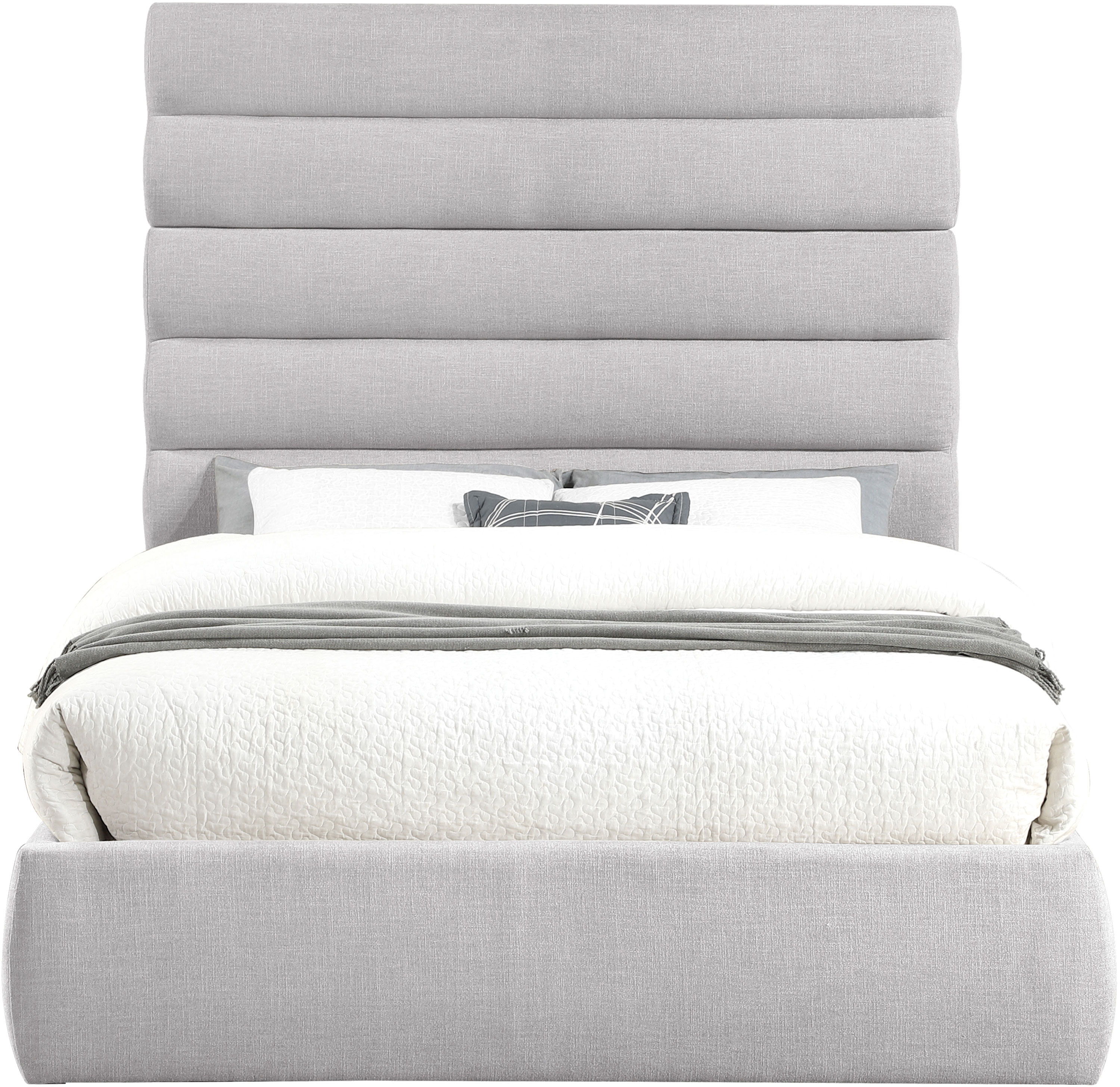 Adam - Linen Fabric Queen Bed With 70.5" Headboard - Gray