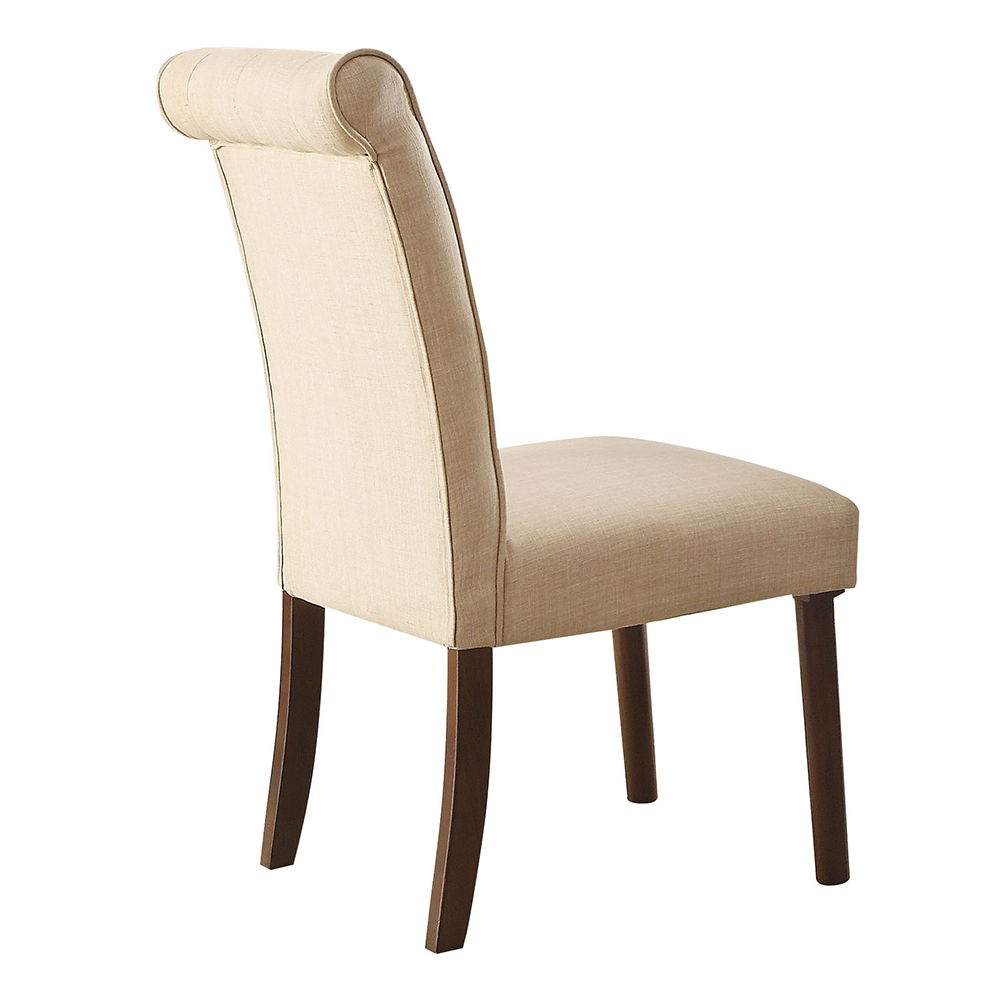 Gasha - Side Chair (Set of 2) - Beige Linen & Walnut, beige, view 2