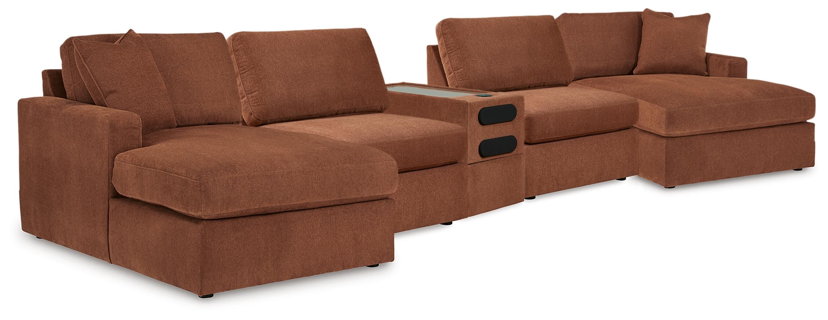 Modmax – 5 Piece Double Chaise Sectional With Audio Console – Spice