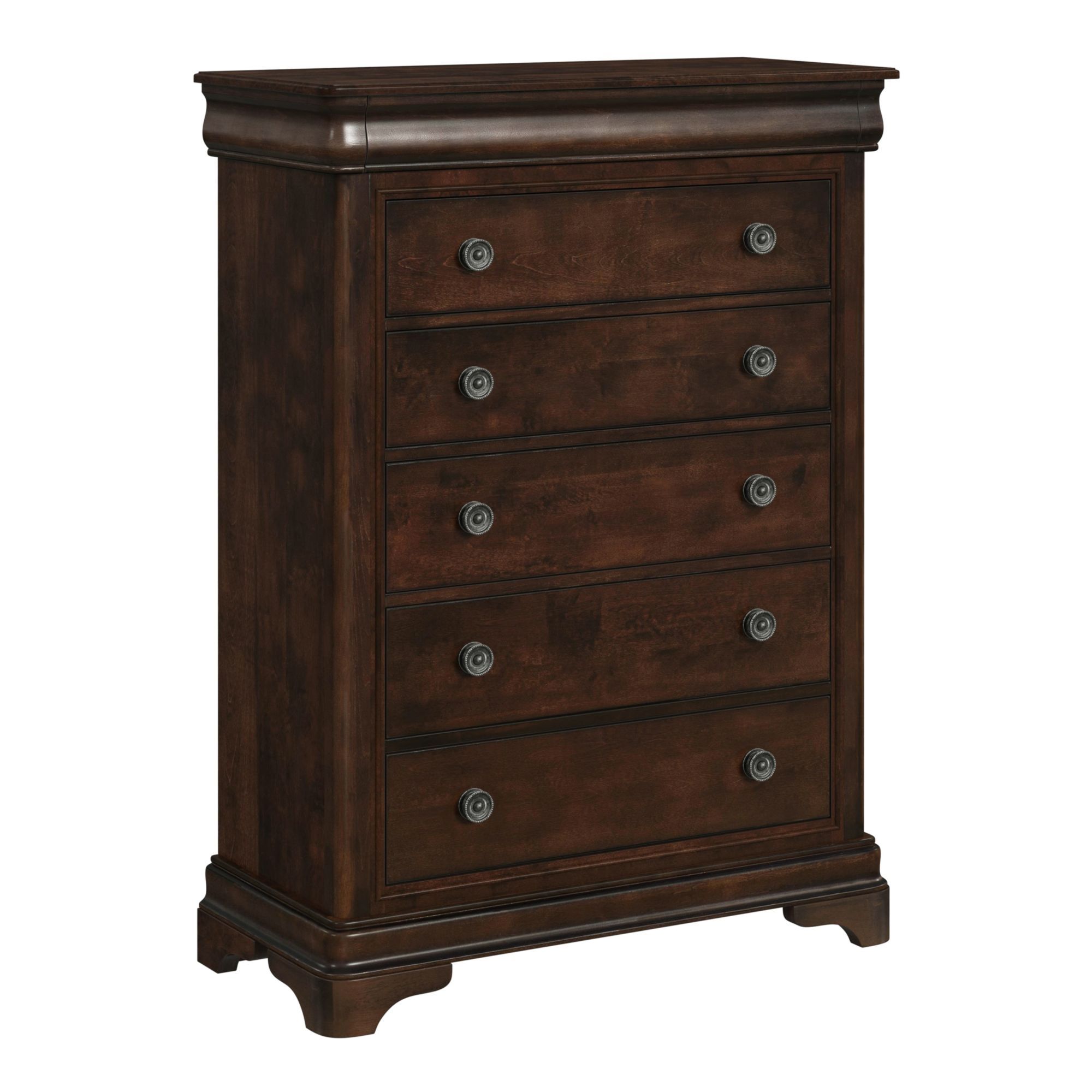 Cameron - Queen Sleigh 5 Piece Bedroom Set With 2 Nightstands, Dresser & Chest - Cherry