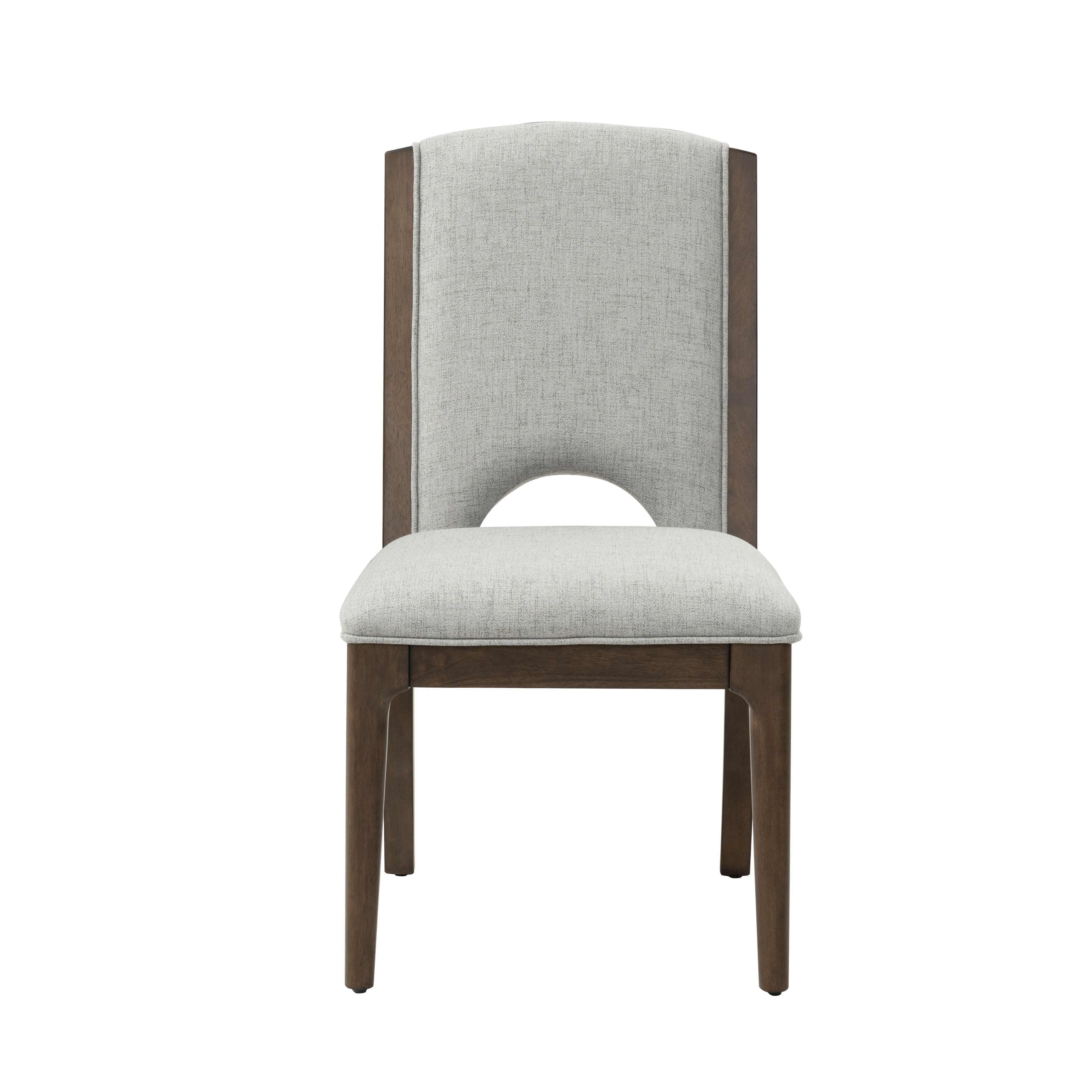 Athens - Upholstered Dining Chair (Set of 2) - Light Gray / Chocolate Brown, light gray, view 2