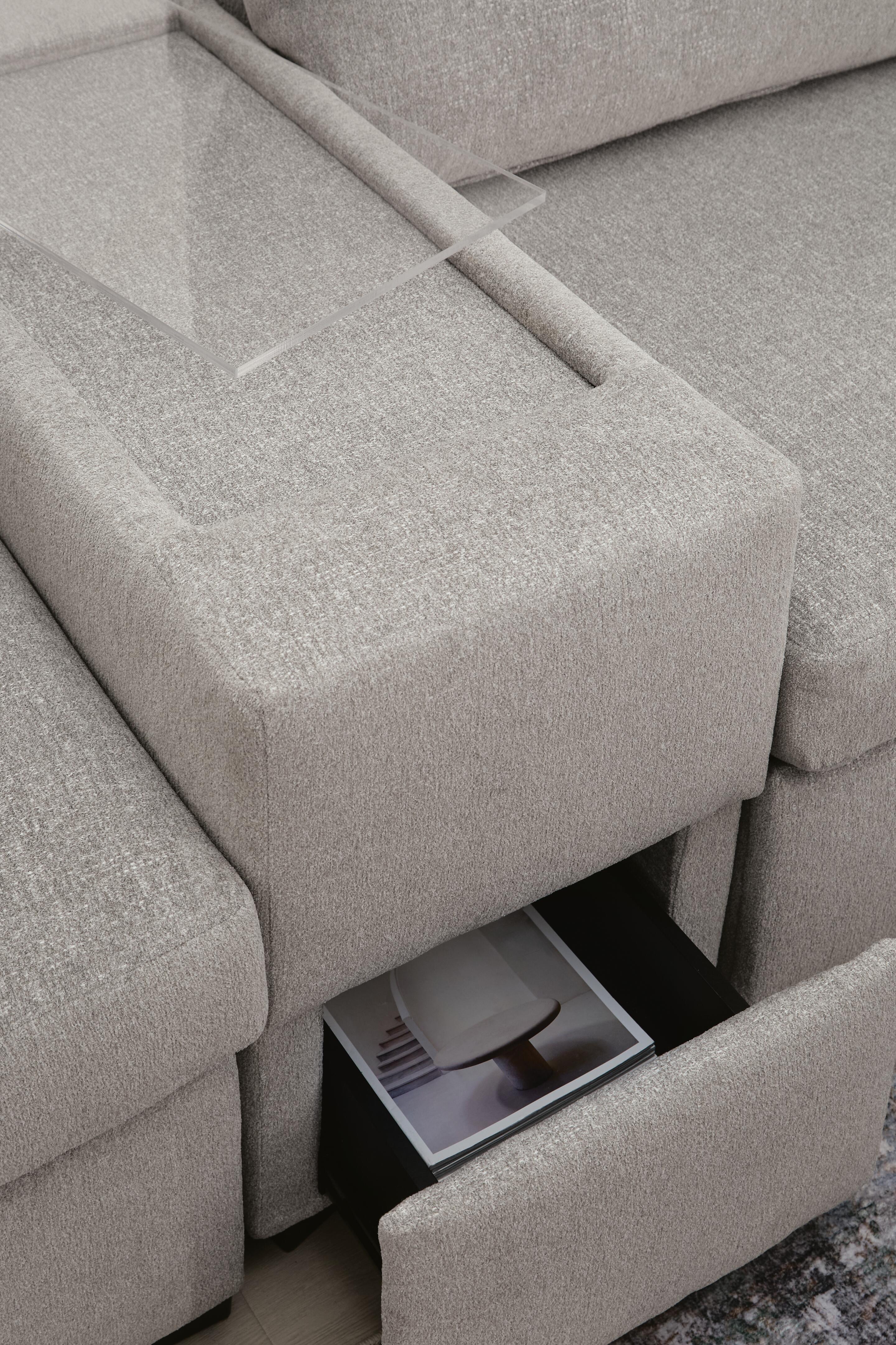 ModMax Luxe - 5-Piece Double Chaise Sectional With Storage Consoles - Flint