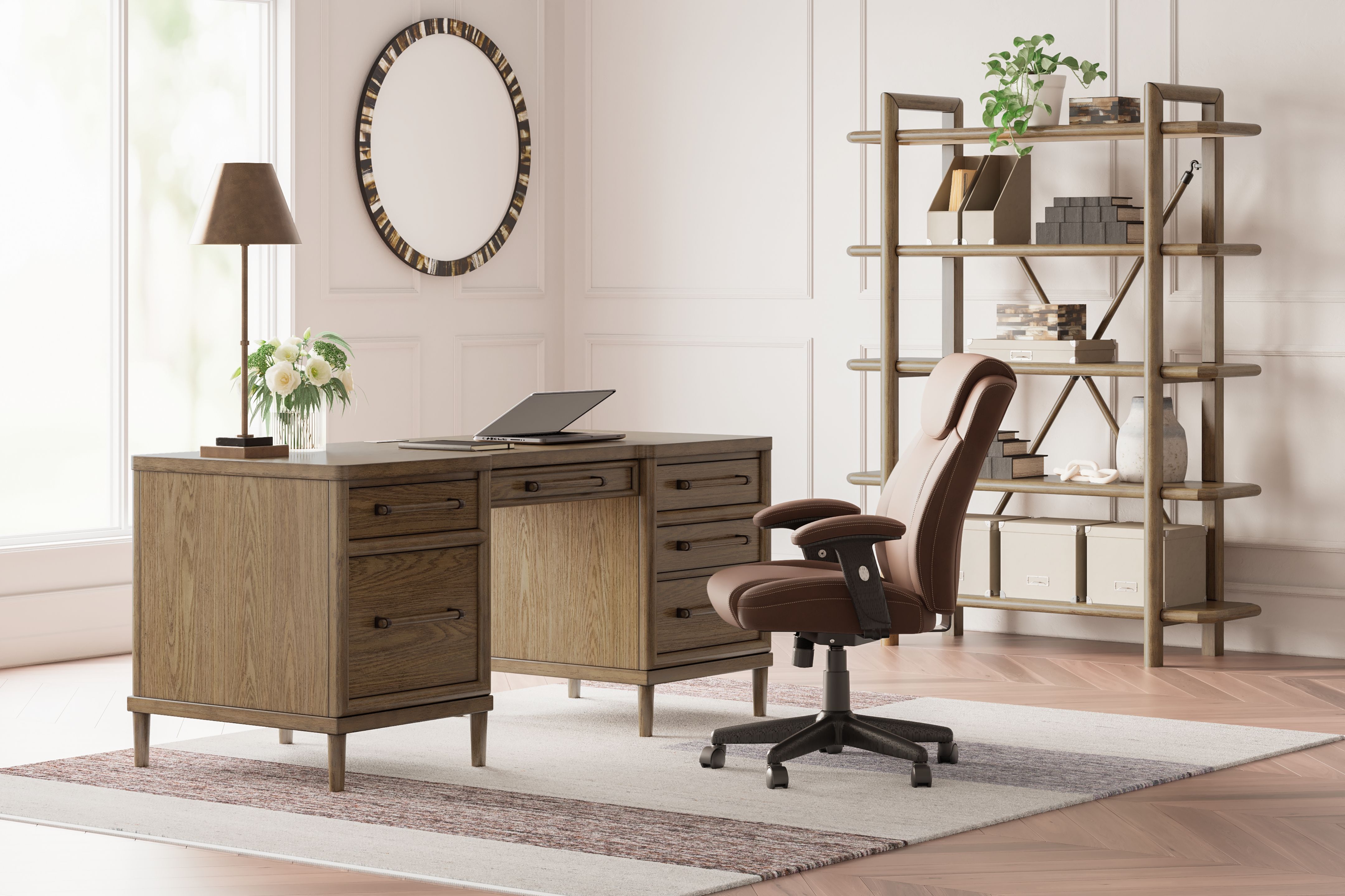 Ashley Furniture Roanhowe - Home Office Desk - Brown - Image 11