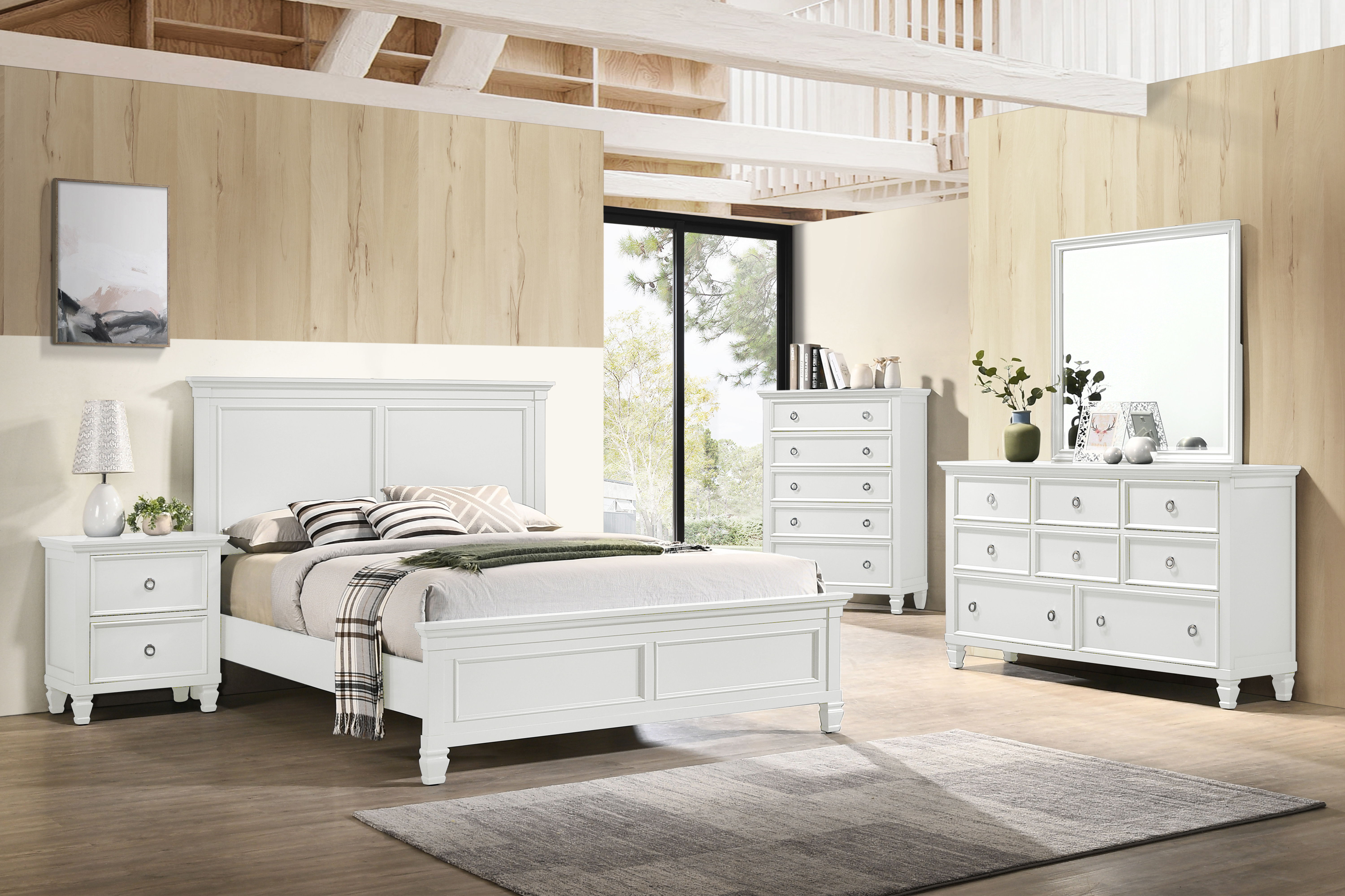 Tamarack - Eastern King 5 Piece Bedroom Set (Bed, Dresser, Mirror, Nighstand, Chest) - White
