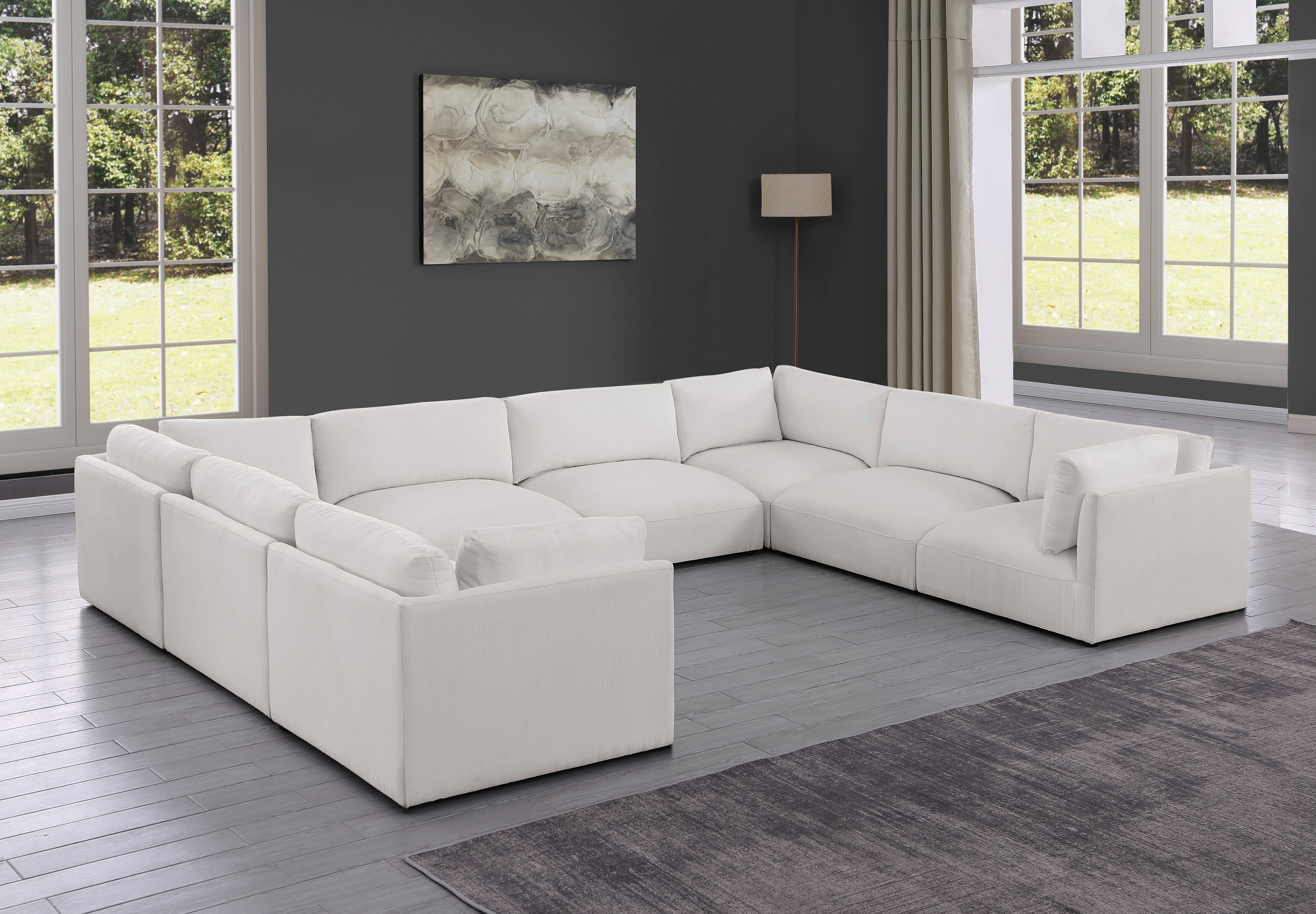 Ease - 8 Piece Modular U-Shaped Sectional - Cream