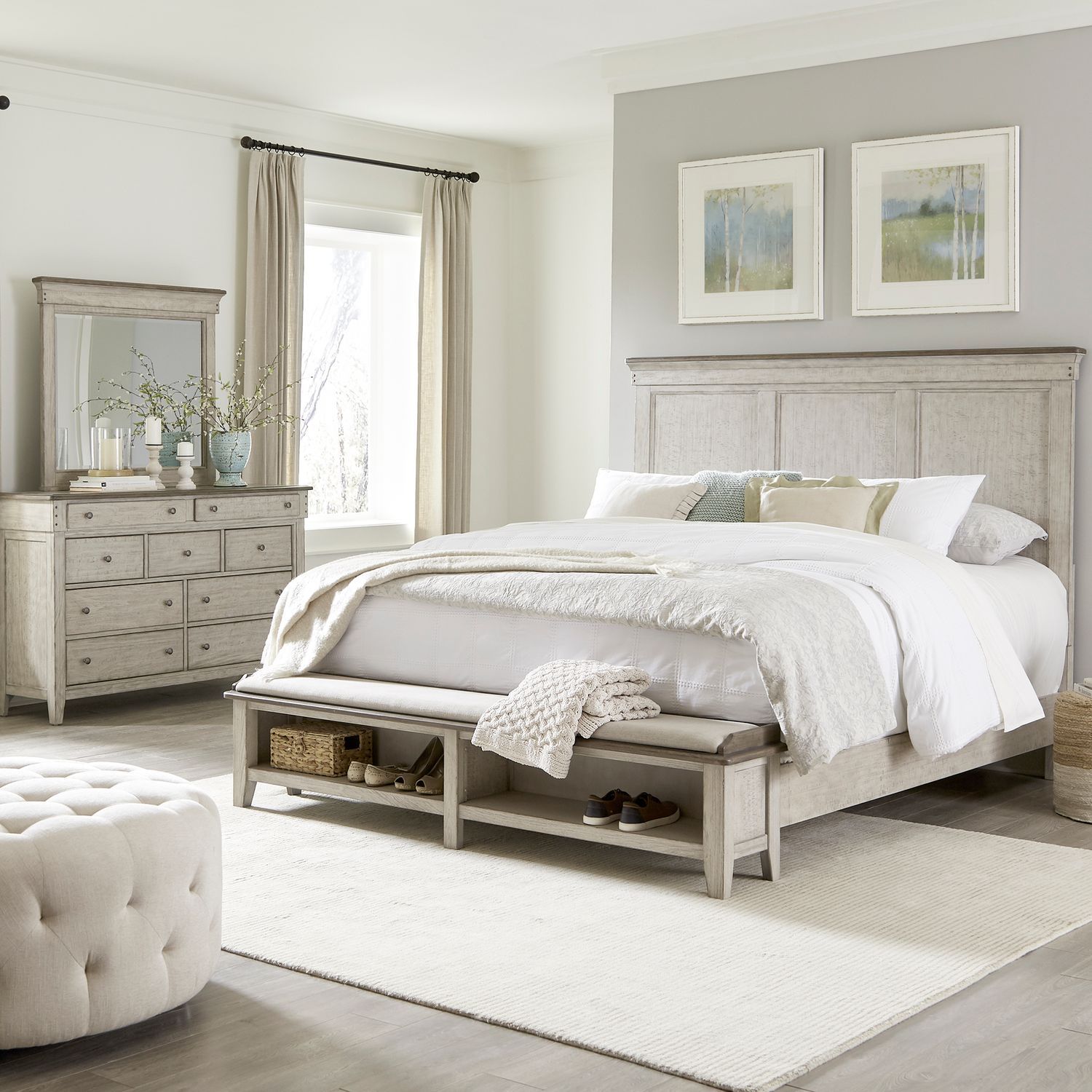 Liberty Furniture Ivy Hollow - 3 Piece Bedroom Set (California King Storage Bed, Dresser & Mirror) - White