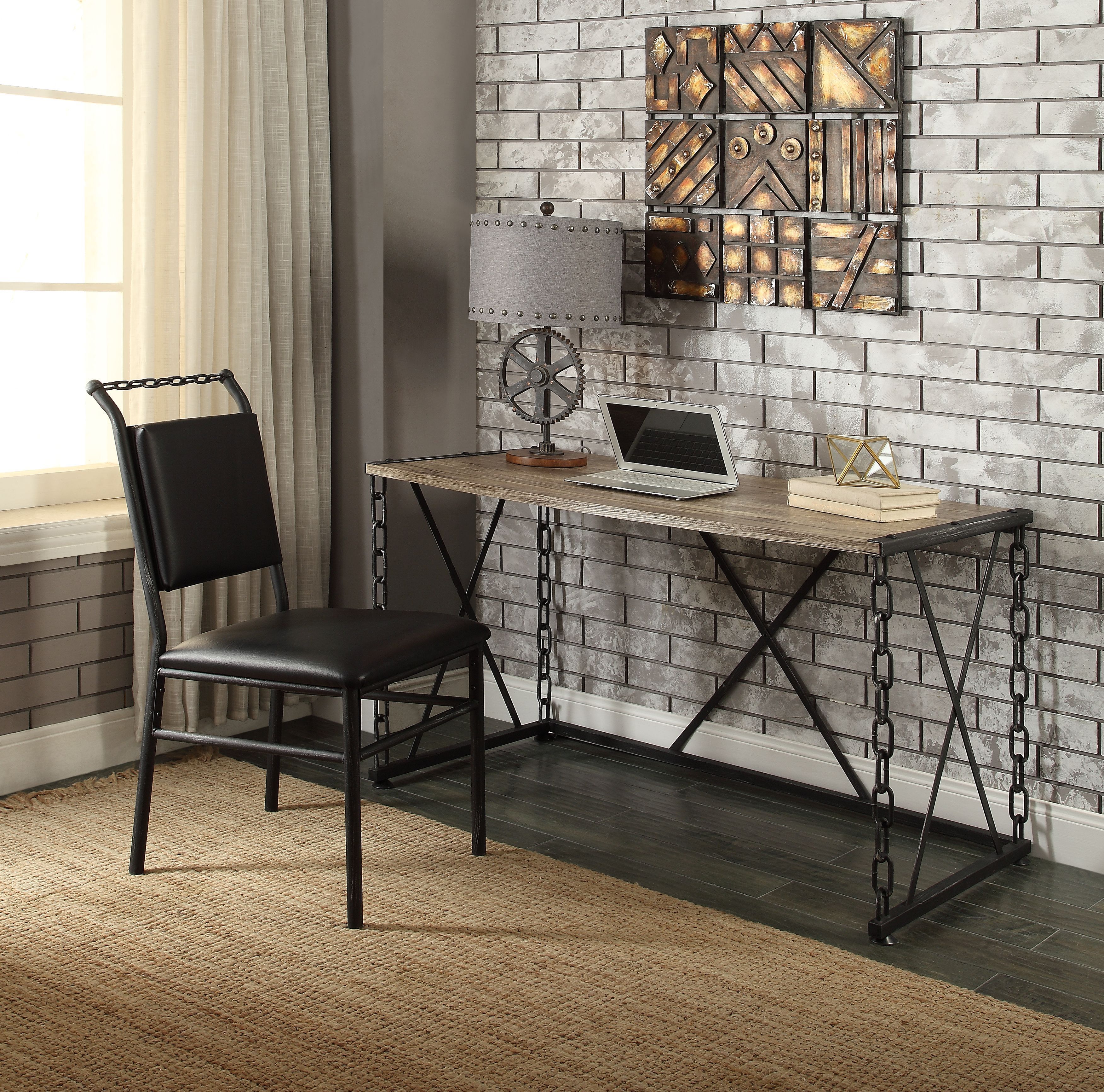 Jodie - Console Table (Same 92248) - Rustic Oak & Antique Black, black, view 5