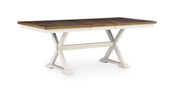 Brinfern – Rectangular Dining Room Extension Table – Brown / Antique White