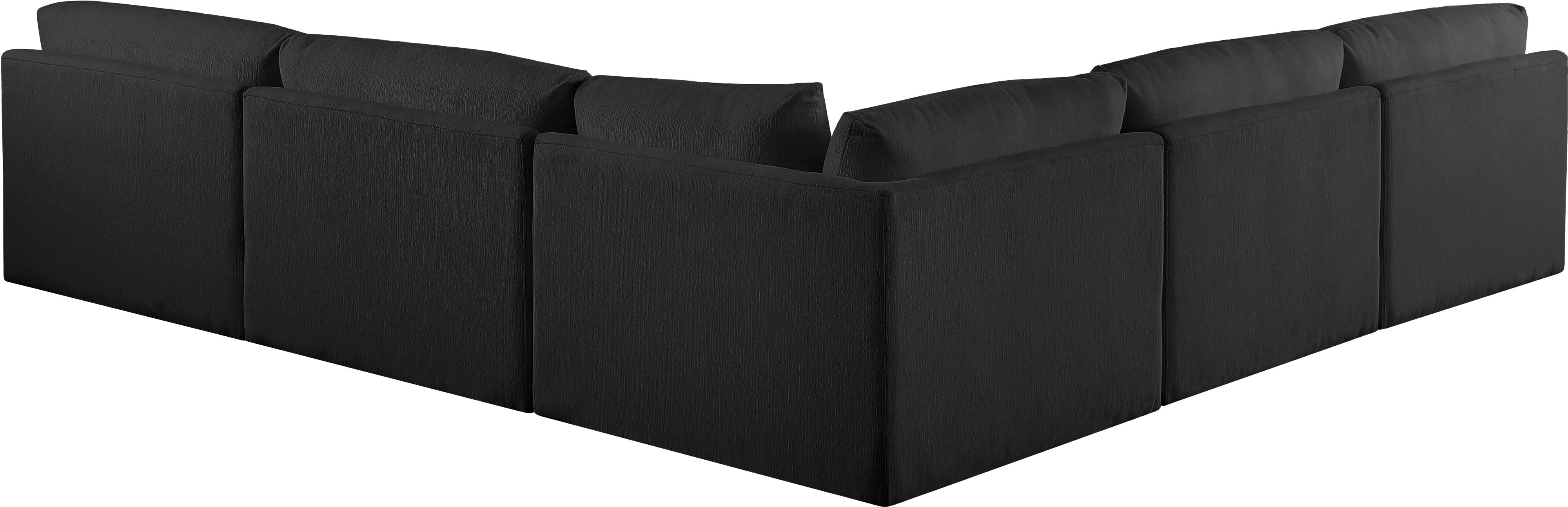 Ease - 5 Piece Modular Corner Armles Sectional - Black