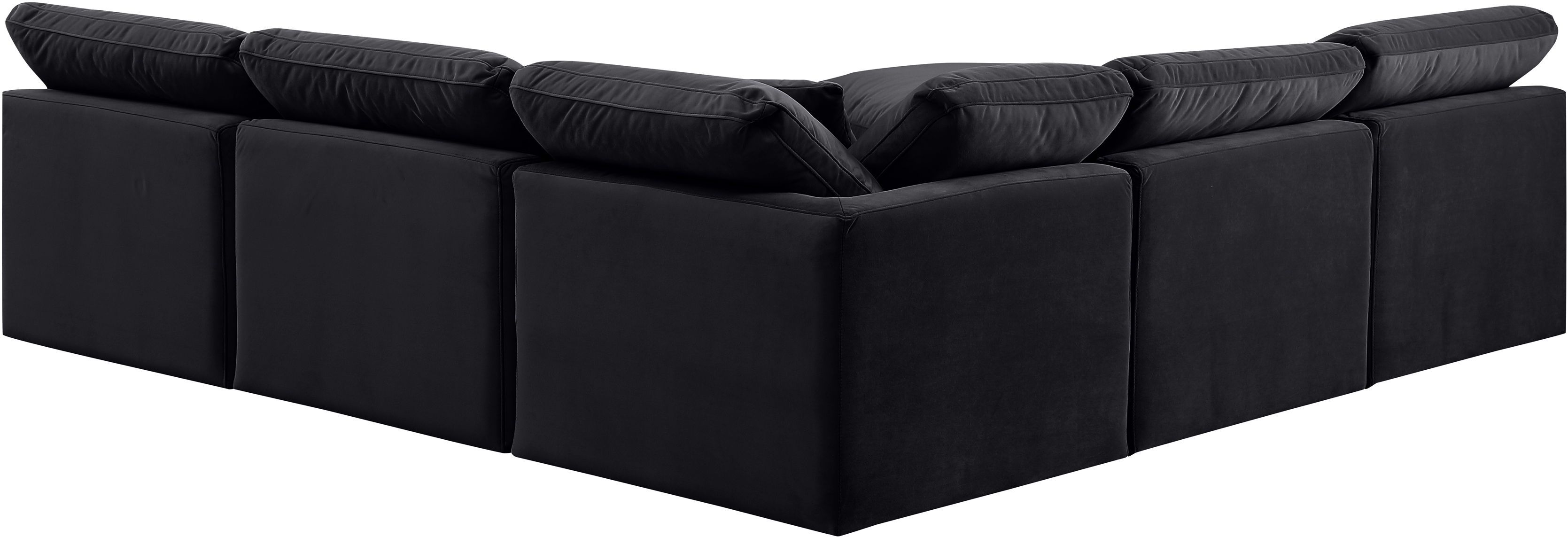 Indulge - Velvet 5 Piece Modular Corner Armless Sectional - Charcoal