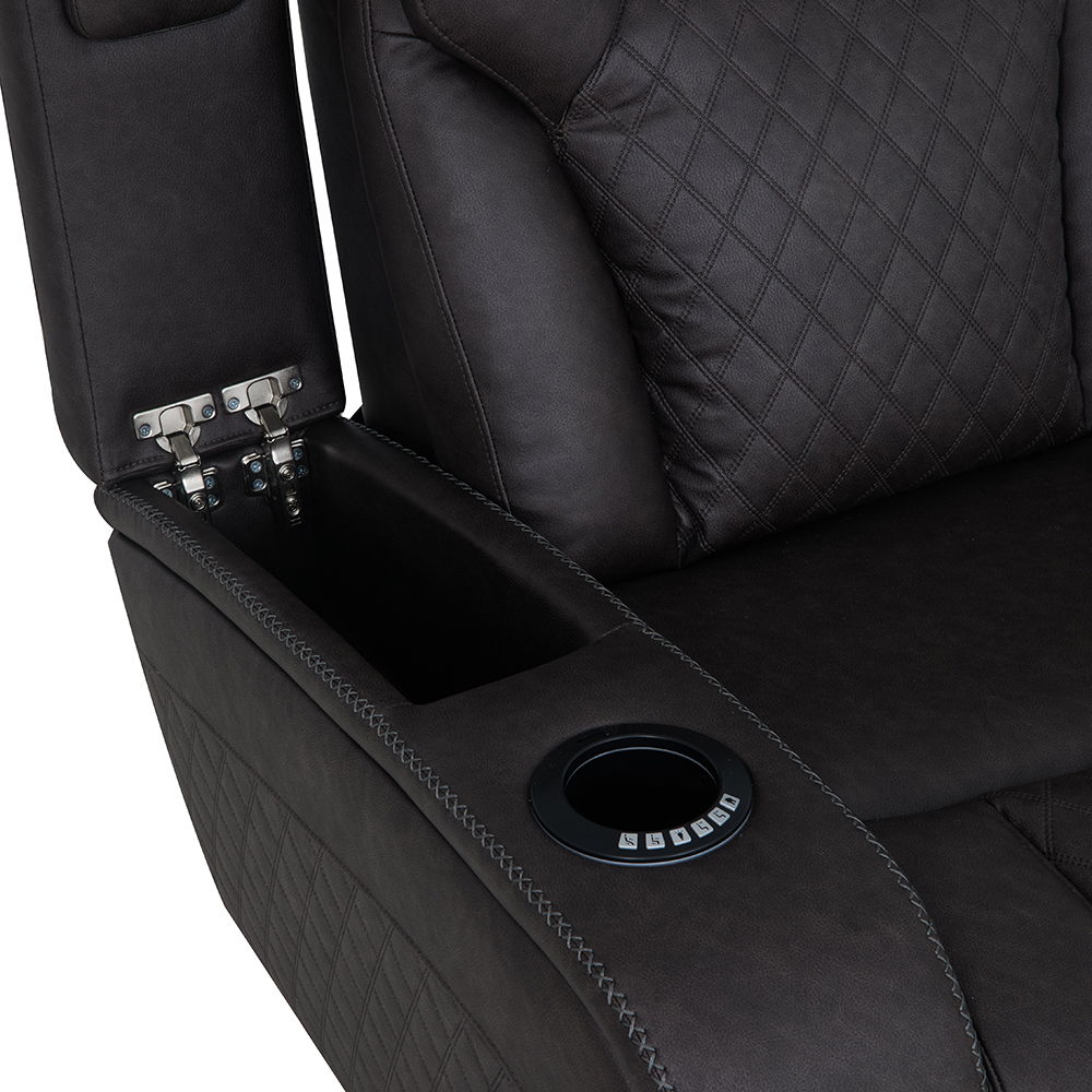 Wendell - Power Motion Sofa With Dropdown Table, Storage, USB & LED - Dark Gray, dark gray, view 6