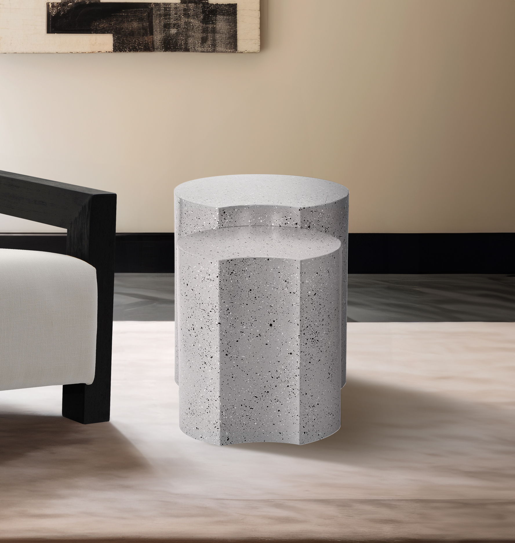 Dimple - 2 Piece Modular End Table - White Terazzo