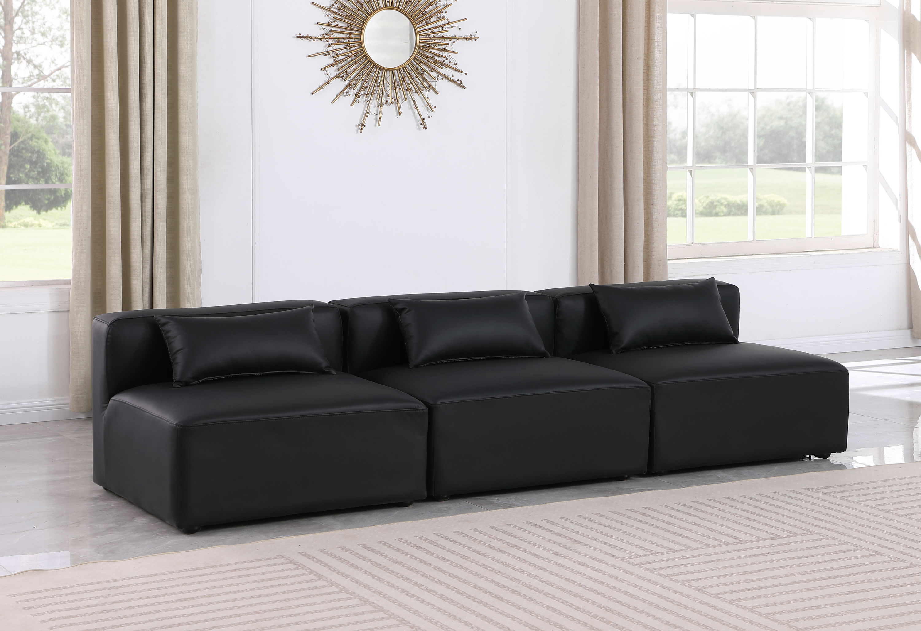 Cube - Modular 3 Piece Armless Sofa - Black