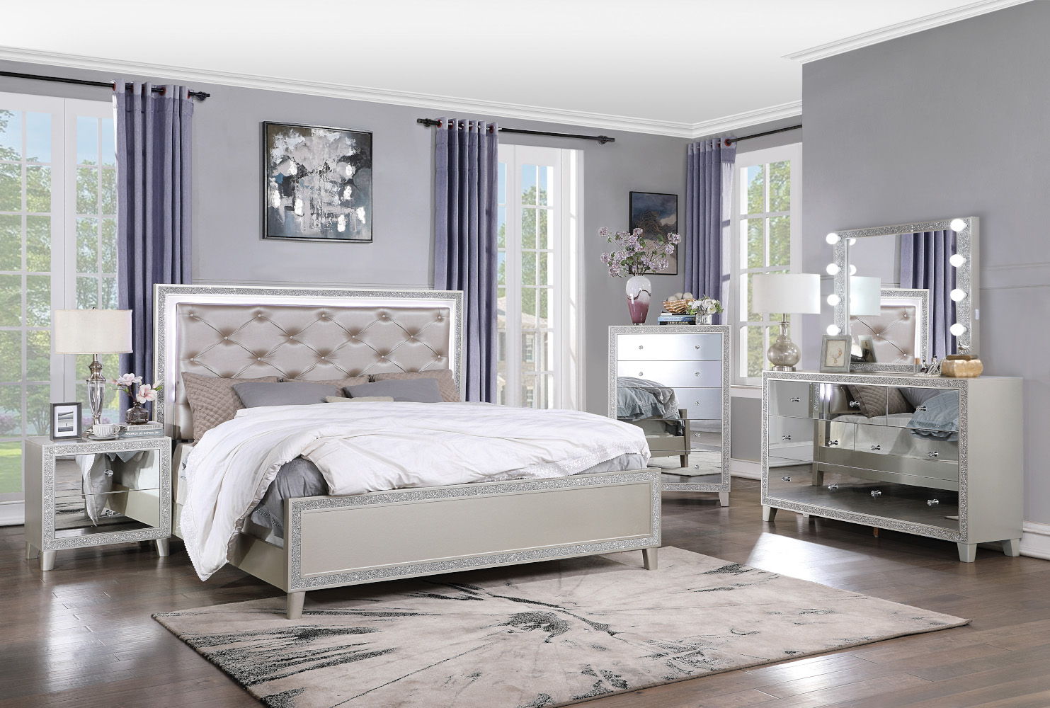 Sliverfluff - Dresser - Mirrored & Champagne, silver, view 4