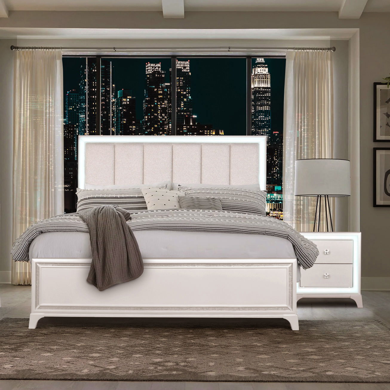 Cassie - King Bed - Off-White
