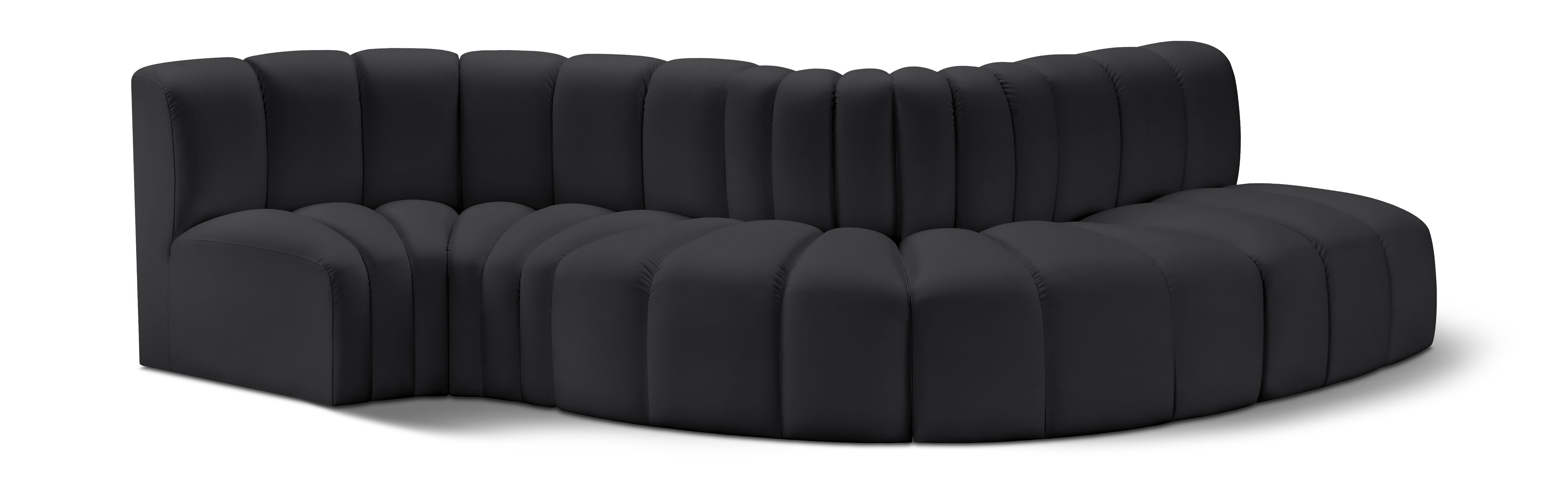 Arc - Faux Leather 5 Piece Modular Sofa - Black