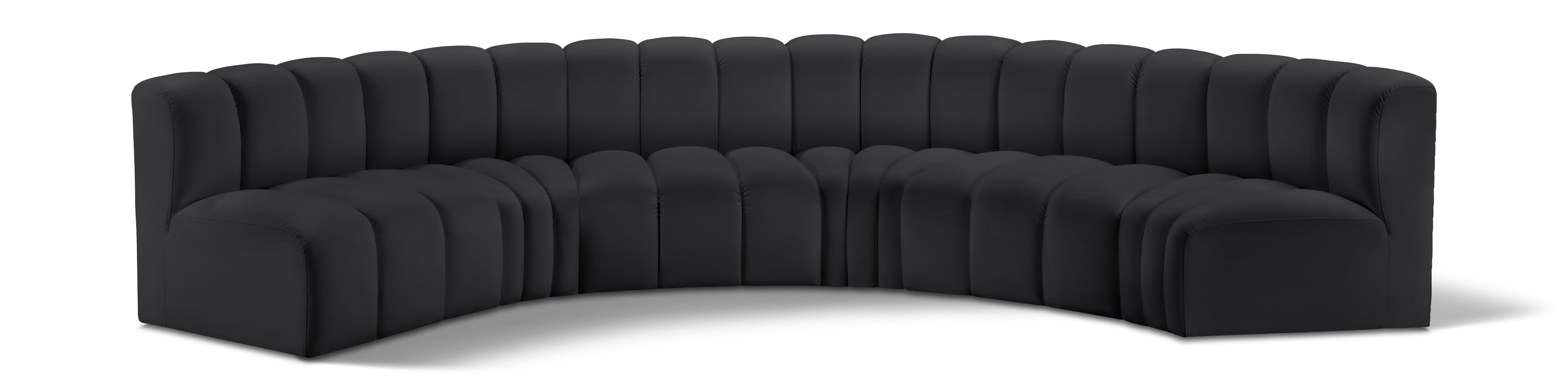 Arc - Faux Leather 6 Piece U-Shaped Modular Sofa - Black