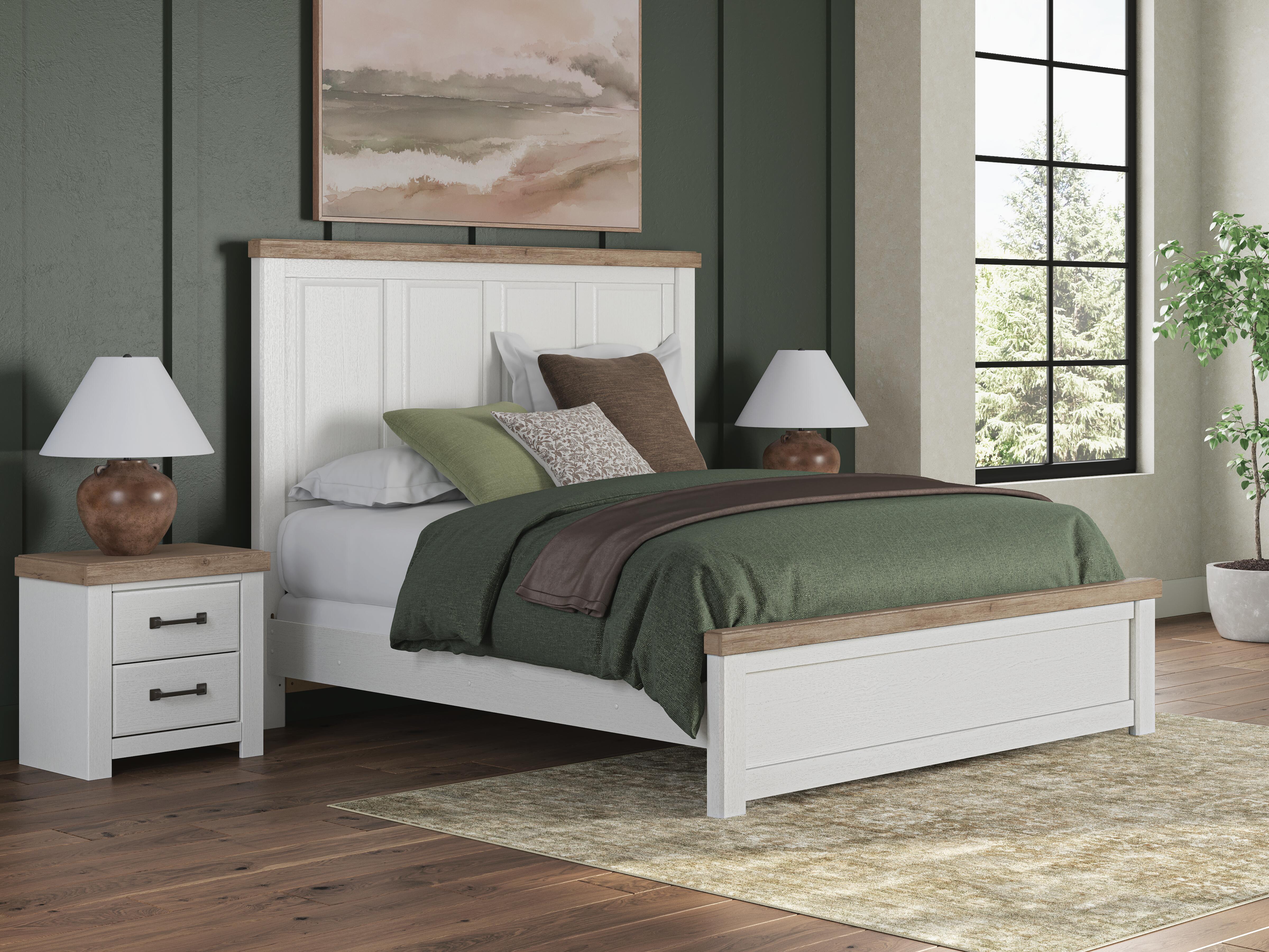 Savonport - King Panel Bed - White / Brown