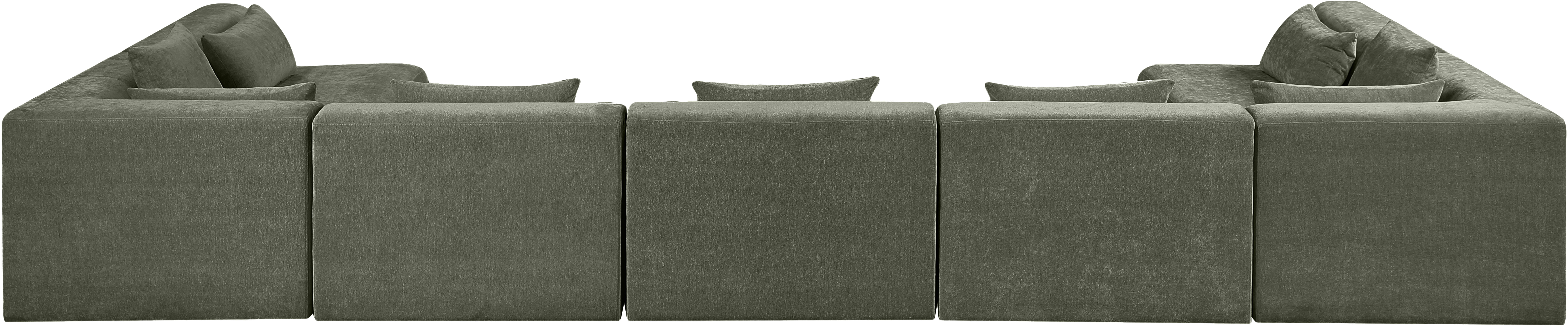 Stellar - 7 Piece Chenille Fabric 190" Upholstered Modular Sectional - Green